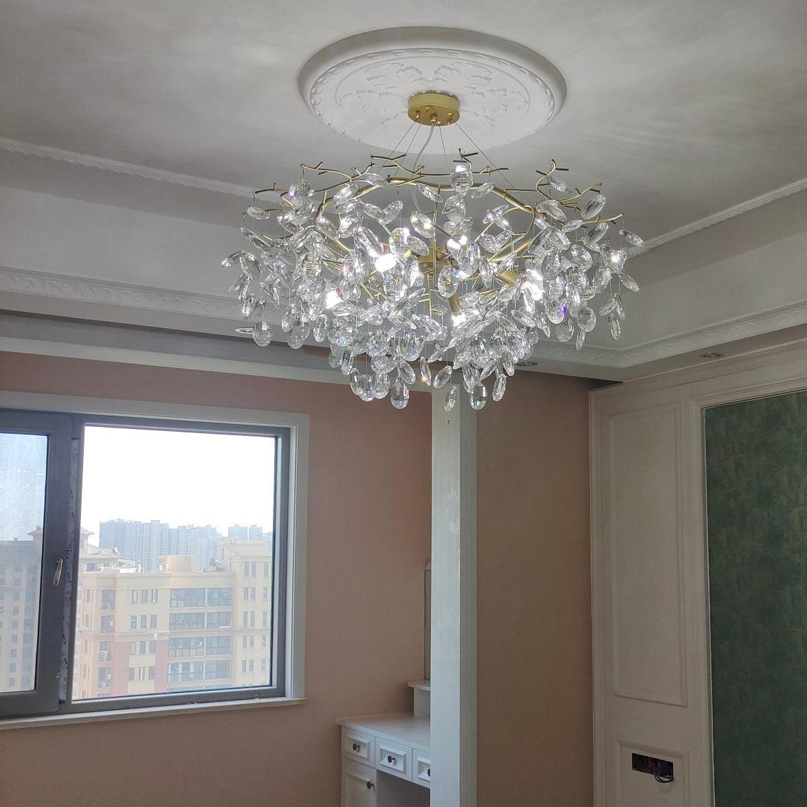 Lustra Chandelier Cristal Branche Or LED - Neutralighting