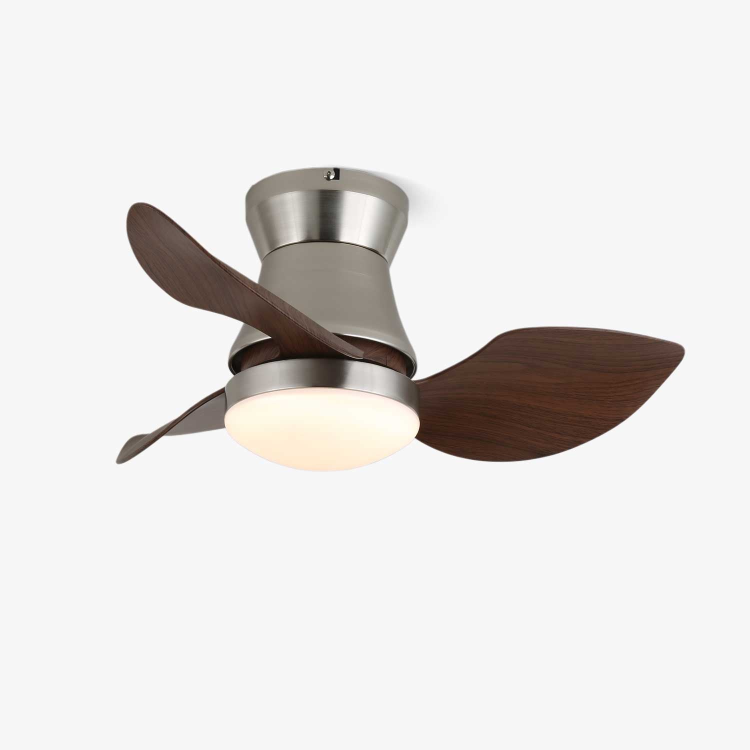 Ventilateur de plafond Airlume avec lumière, présentant sa taille de 60 cm de diamètre