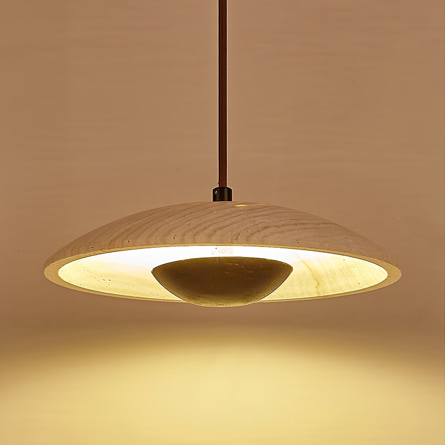Zodore Wide-Brim Travertine Pendant Light - Letslighting