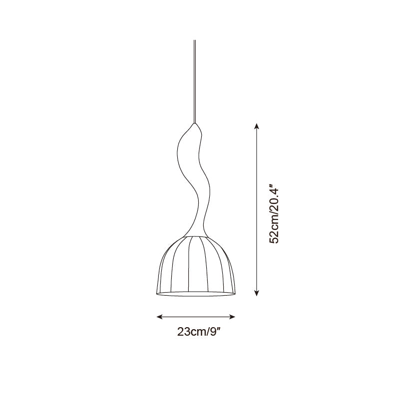 Solia Lampe Pendante Tige Courbée Tissu Bois - Neutralighting