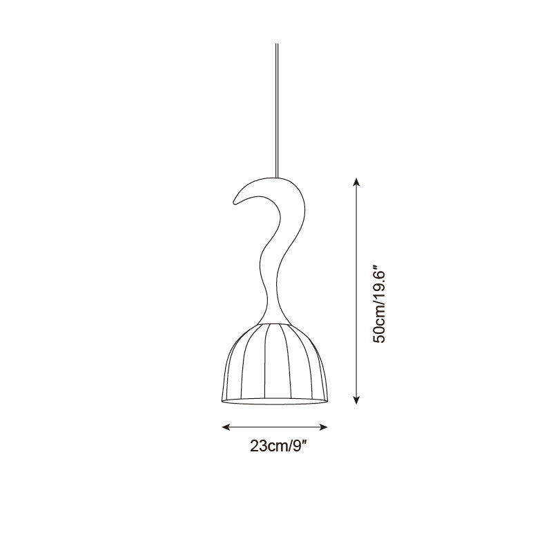 Solia Lampe Pendante Tige Courbée Tissu Bois - Neutralighting