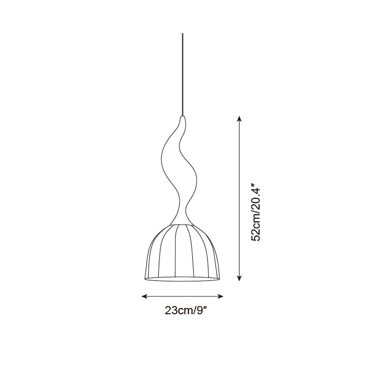 Solia Lampe Pendante Tige Courbée Tissu Bois - Neutralighting