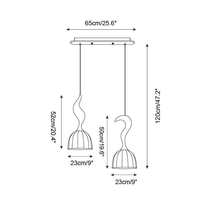 Solia Lampe Pendante Tige Courbée Tissu Bois - Neutralighting