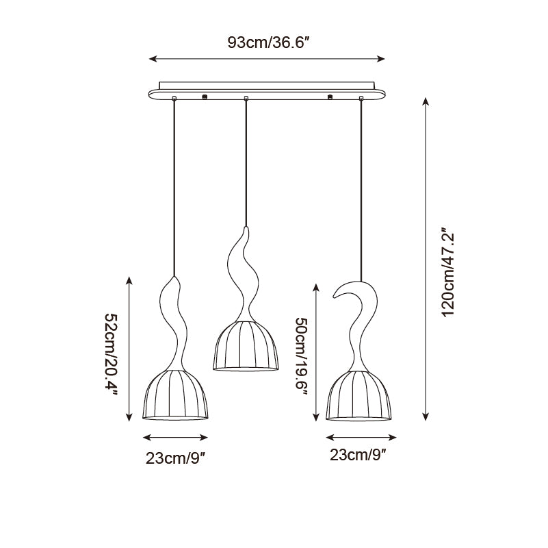 Solia Lampe Pendante Tige Courbée Tissu Bois - Neutralighting