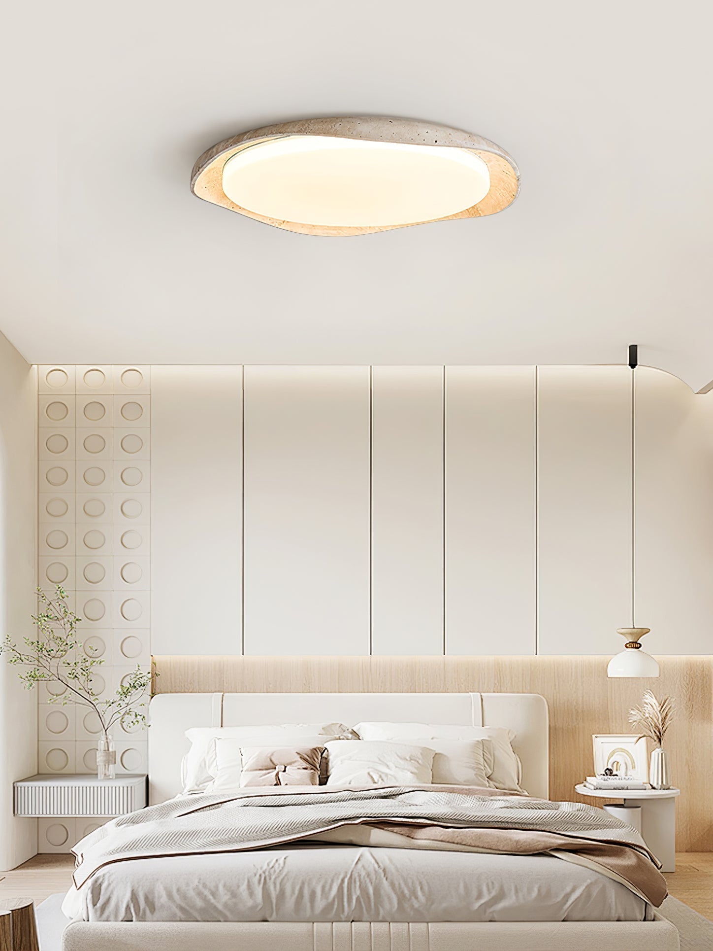 Adoros Plafonnier Circulaire Bordé en Travertin - Neutralighting