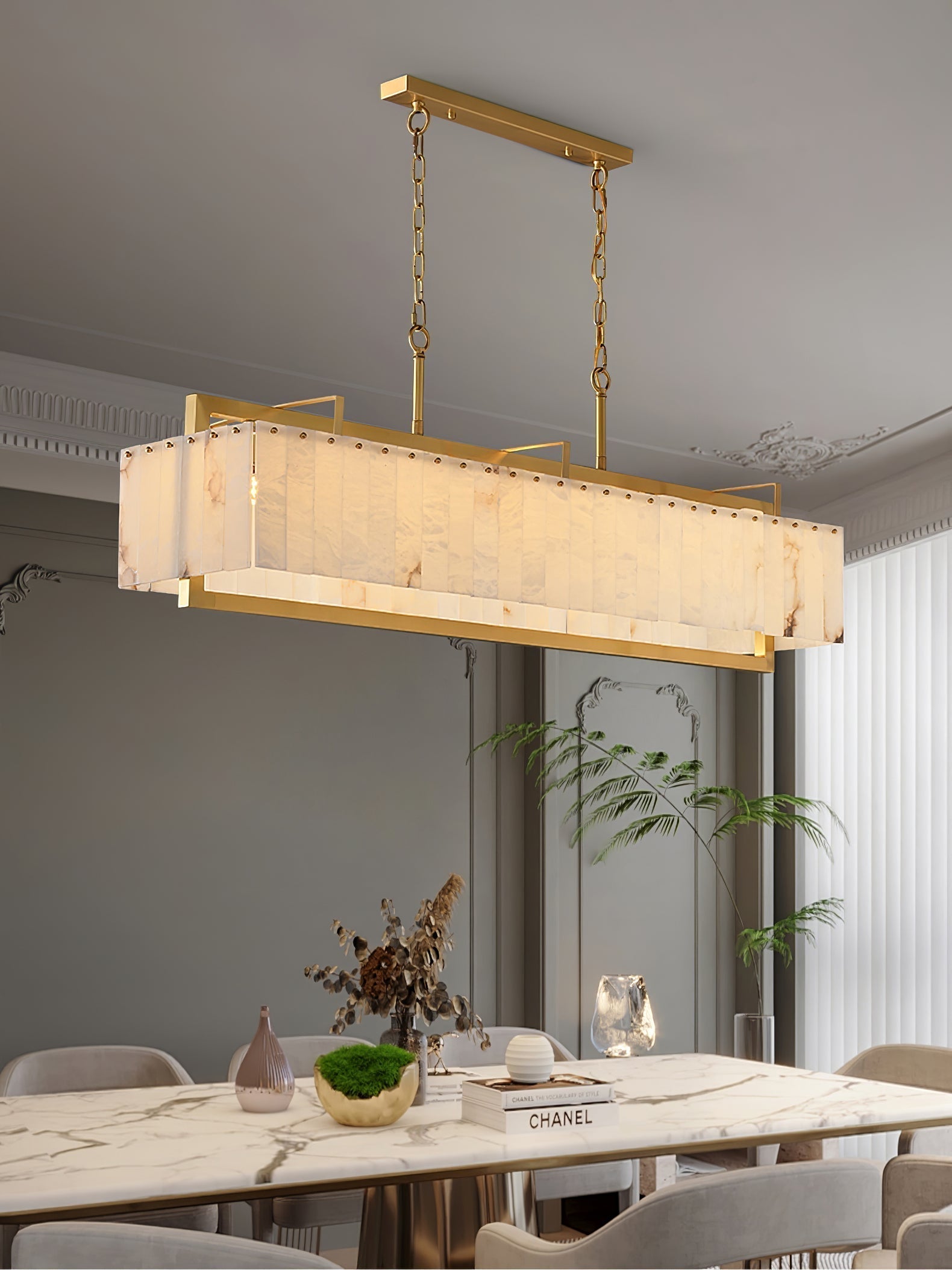 Aether Rectangular Alabaster Pendant Light - Letslighting
