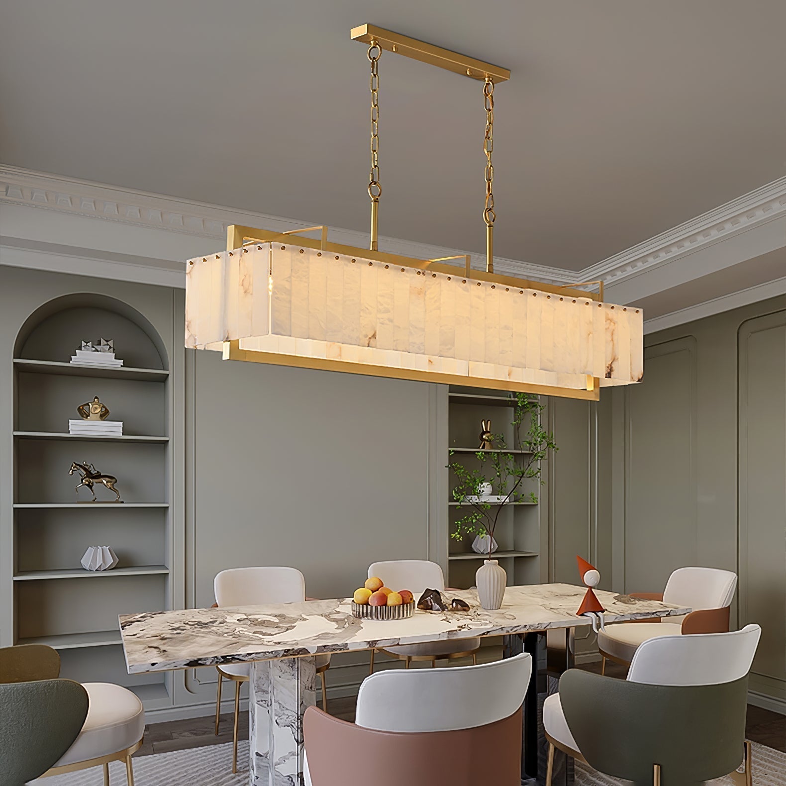 Aether Rectangular Alabaster Pendant Light - Letslighting