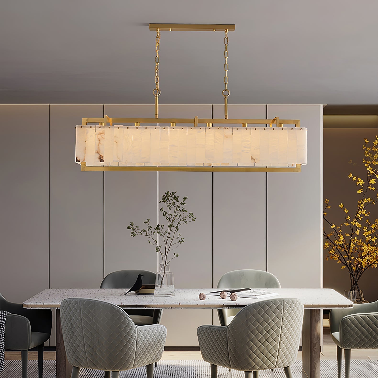 Aether Rectangular Alabaster Pendant Light - Letslighting
