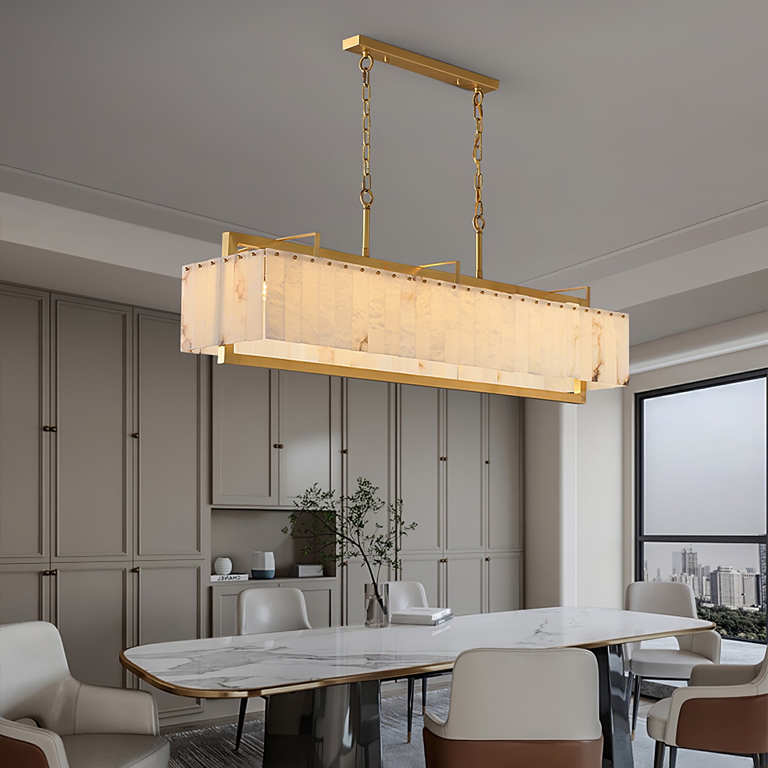 Aether Rectangular Alabaster Pendant Light - Letslighting