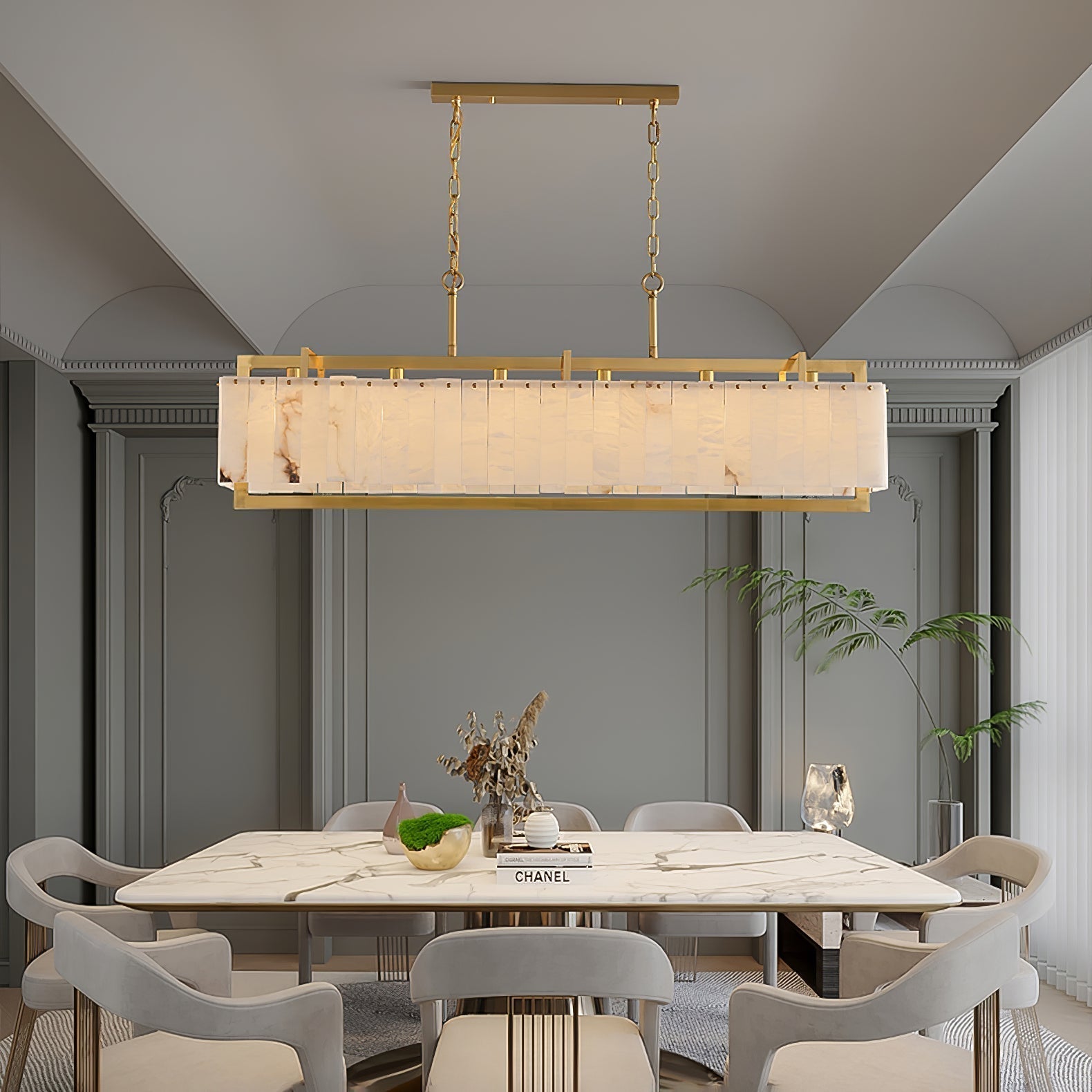 Aether Rectangular Alabaster Pendant Light - Letslighting
