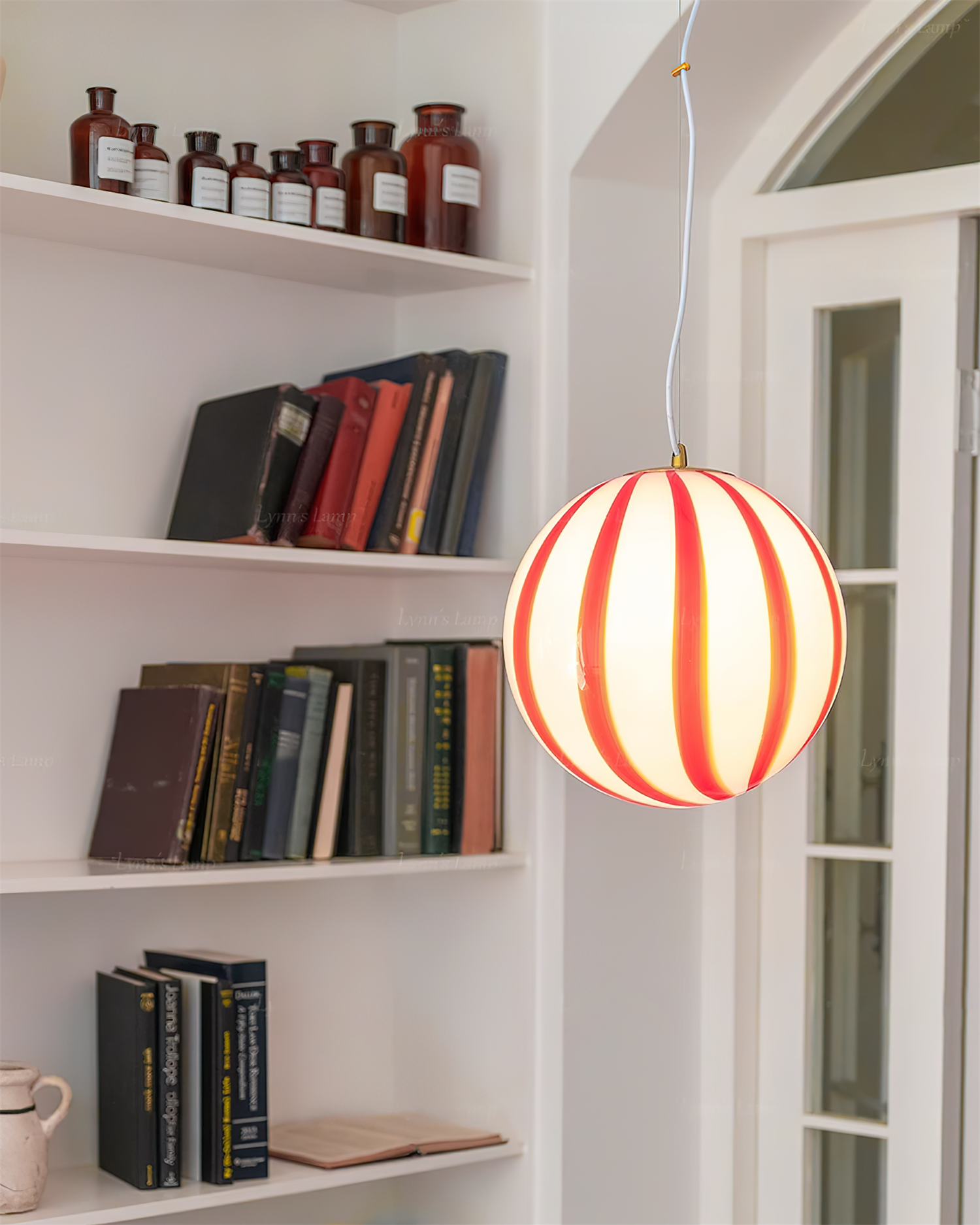 Pendant Light &Glass Shade Striped Globe for Dining Room - Letslighting