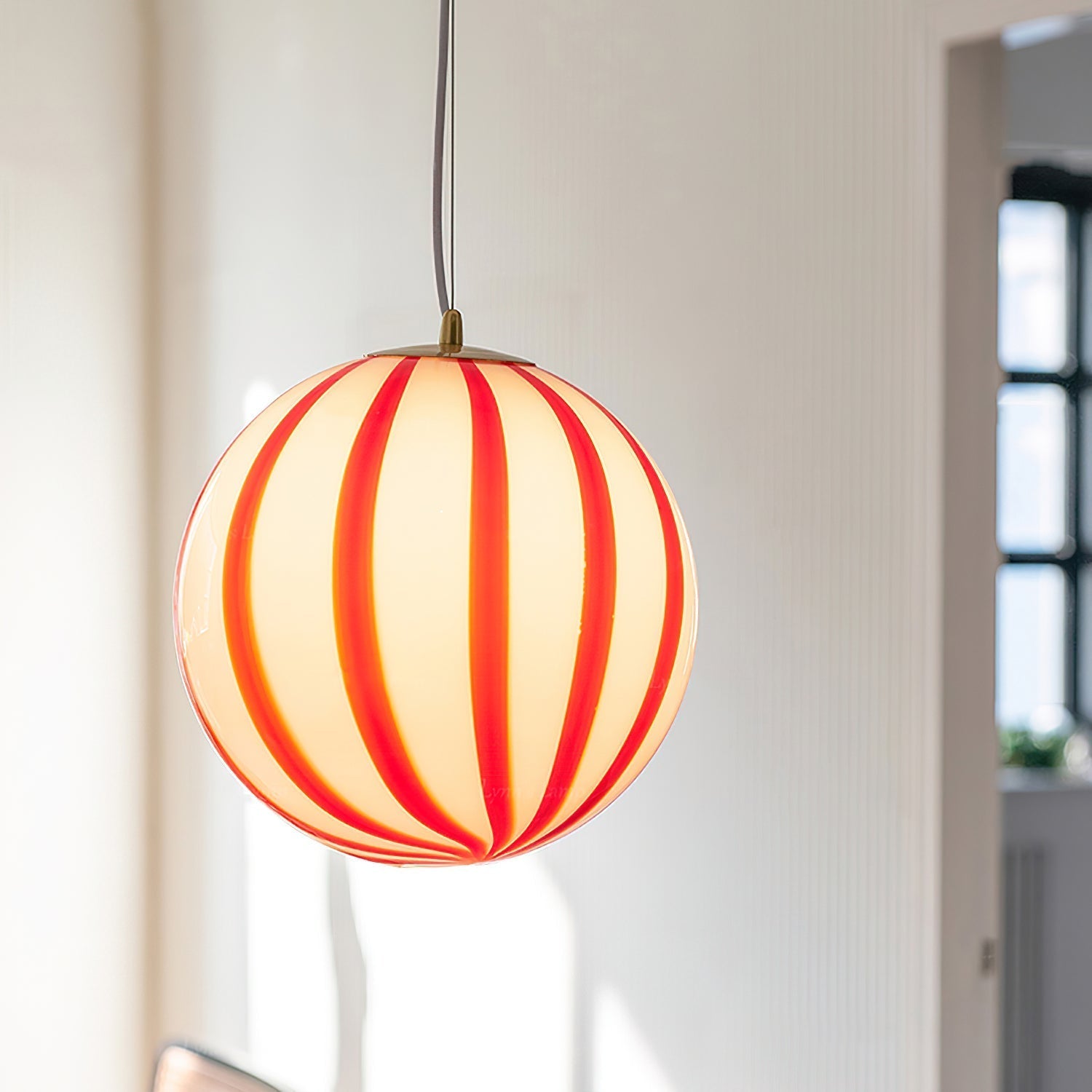 Pendant Light &Glass Shade Striped Globe for Dining Room - Letslighting