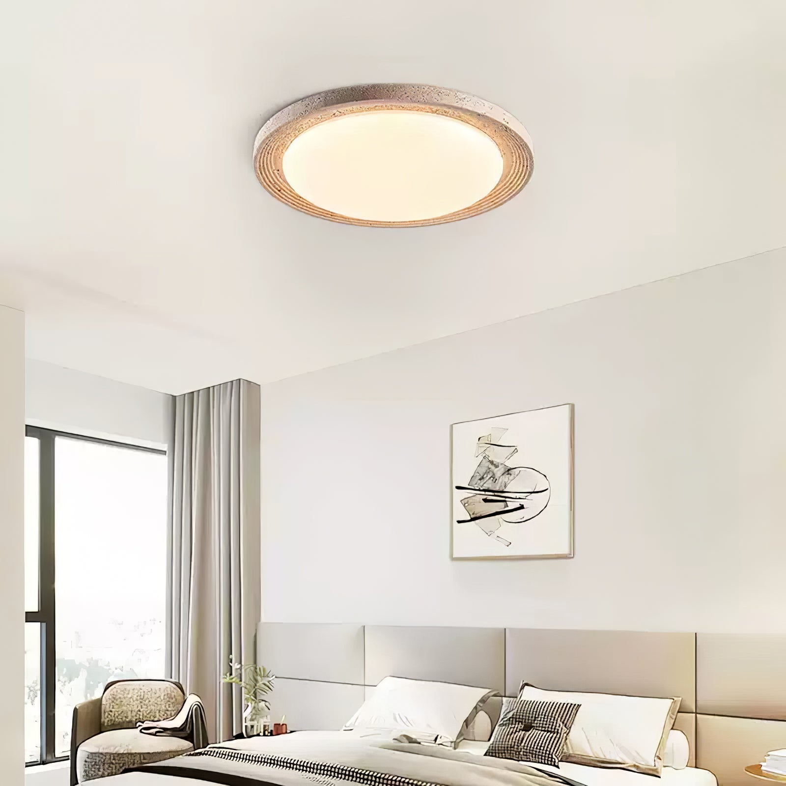 Olphaan Plafonnier en Travertin À Anneaux - Neutralighting