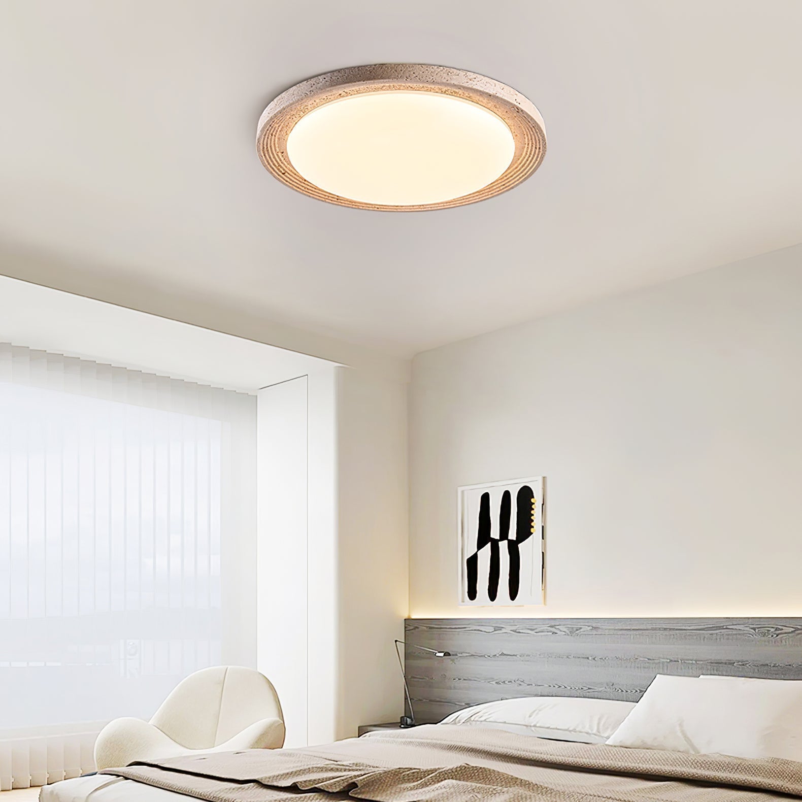 Olphaan Plafonnier en Travertin À Anneaux - Neutralighting