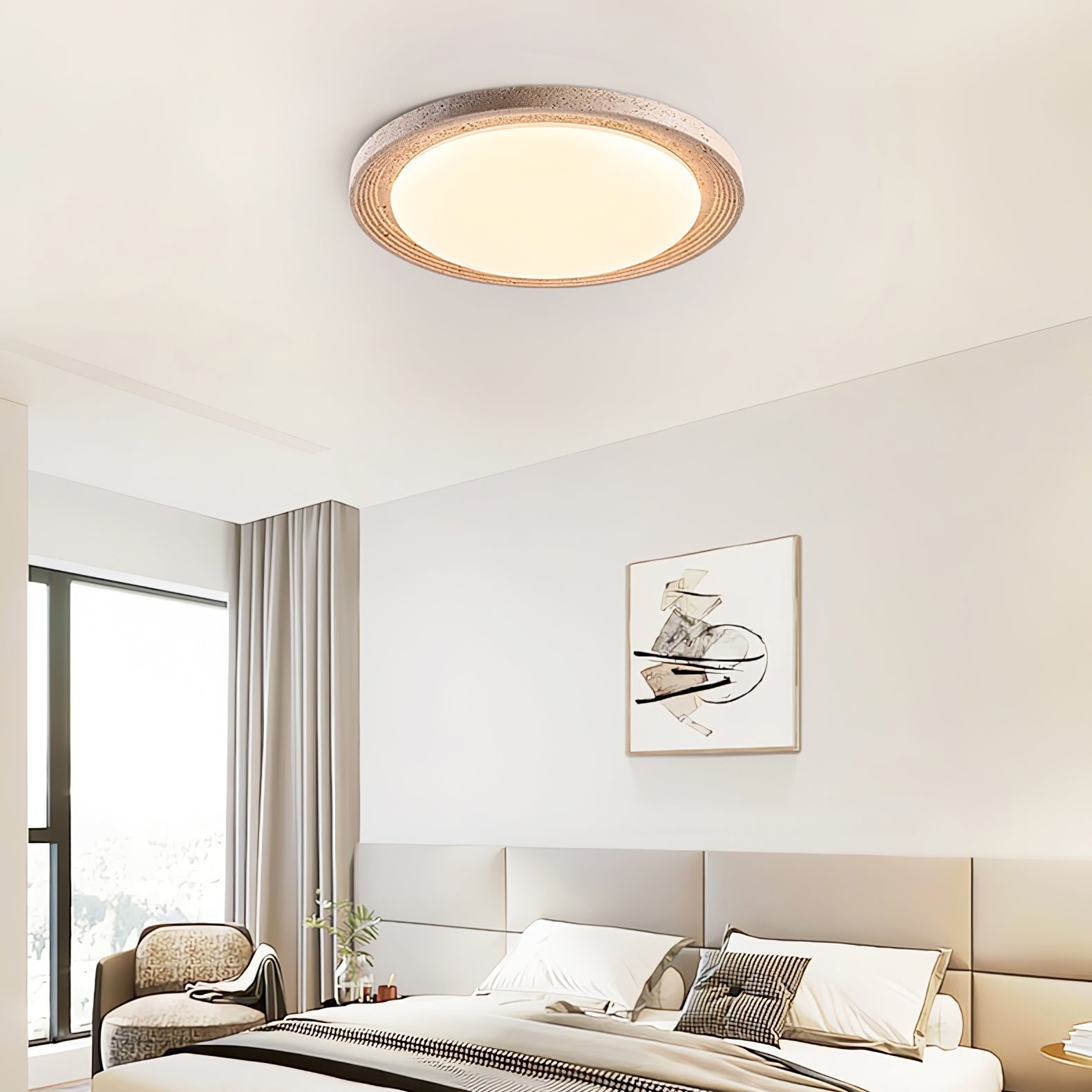 Olphaan Plafonnier en Travertin À Anneaux - Neutralighting