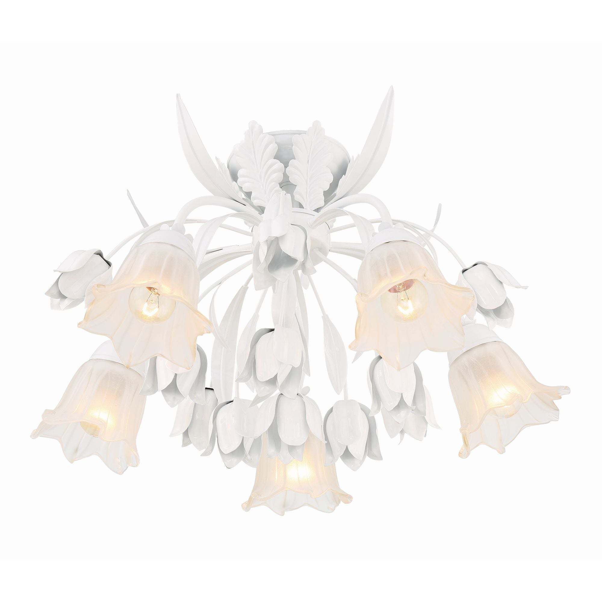 Veshael Elegance Art Sage Rose Glass Ceiling Lamp - Lamp Copper