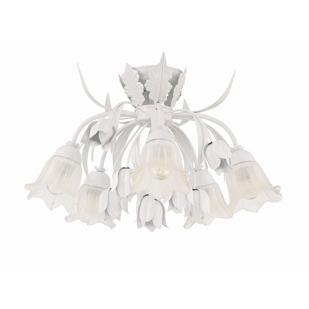 Veshael Elegance Art Sage Rose Glass Ceiling Lamp - Lamp Copper