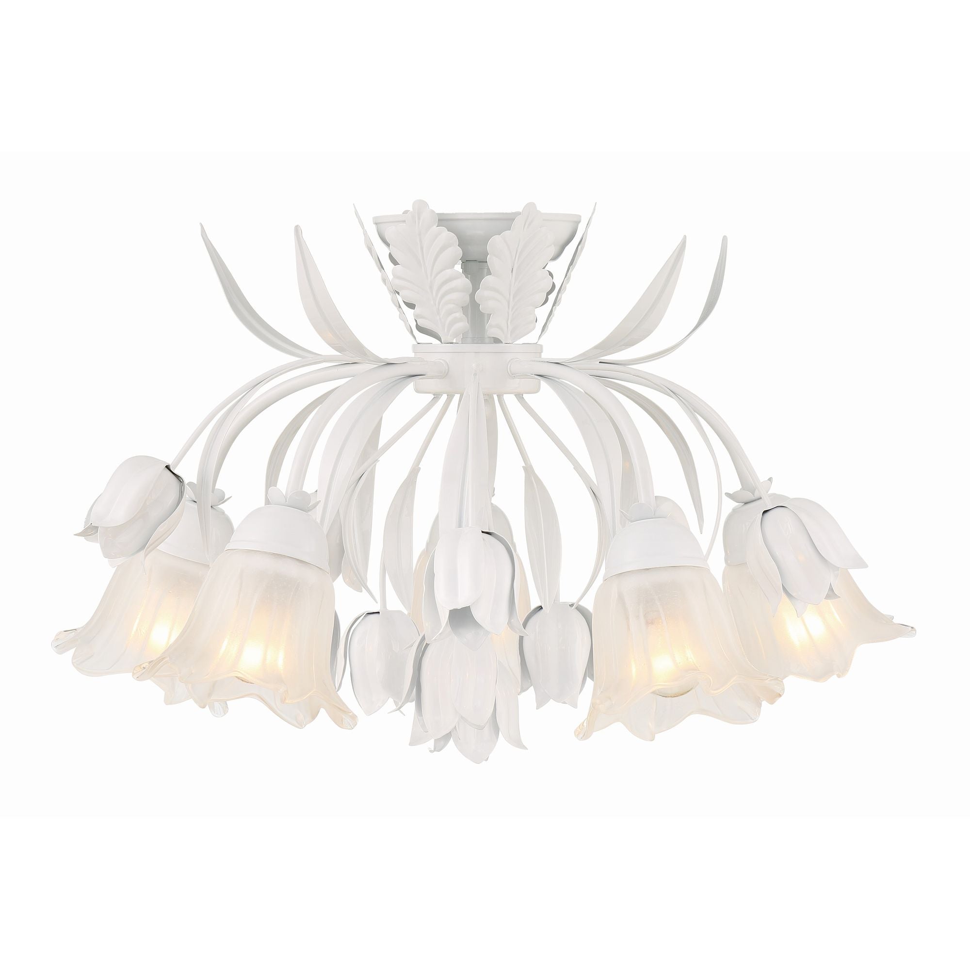 Veshael Elegance Art Sage Rose Glass Ceiling Lamp - Lamp Copper