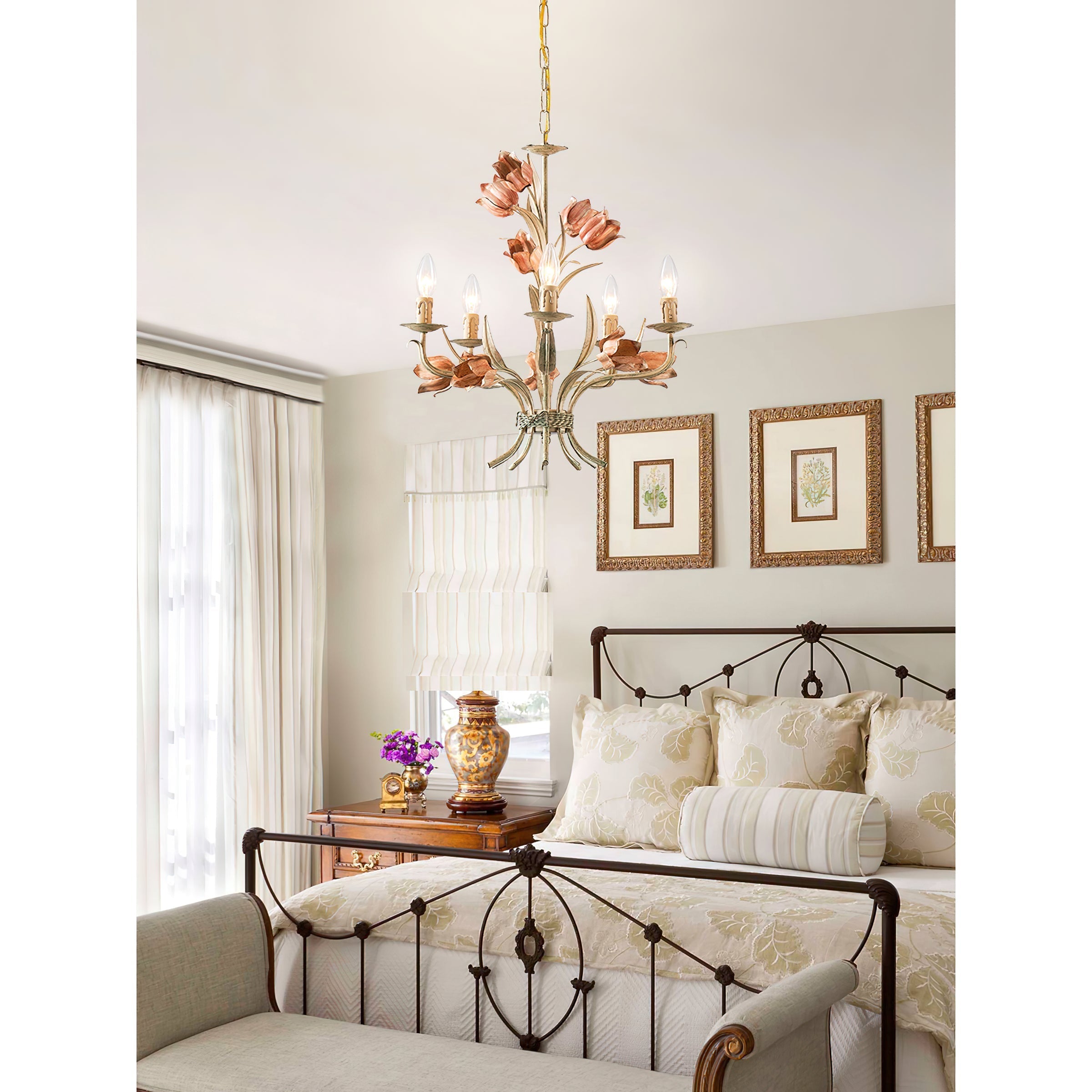 Cacaryra Classic Art Sage Rose Metal Chandelier - Lamp Copper