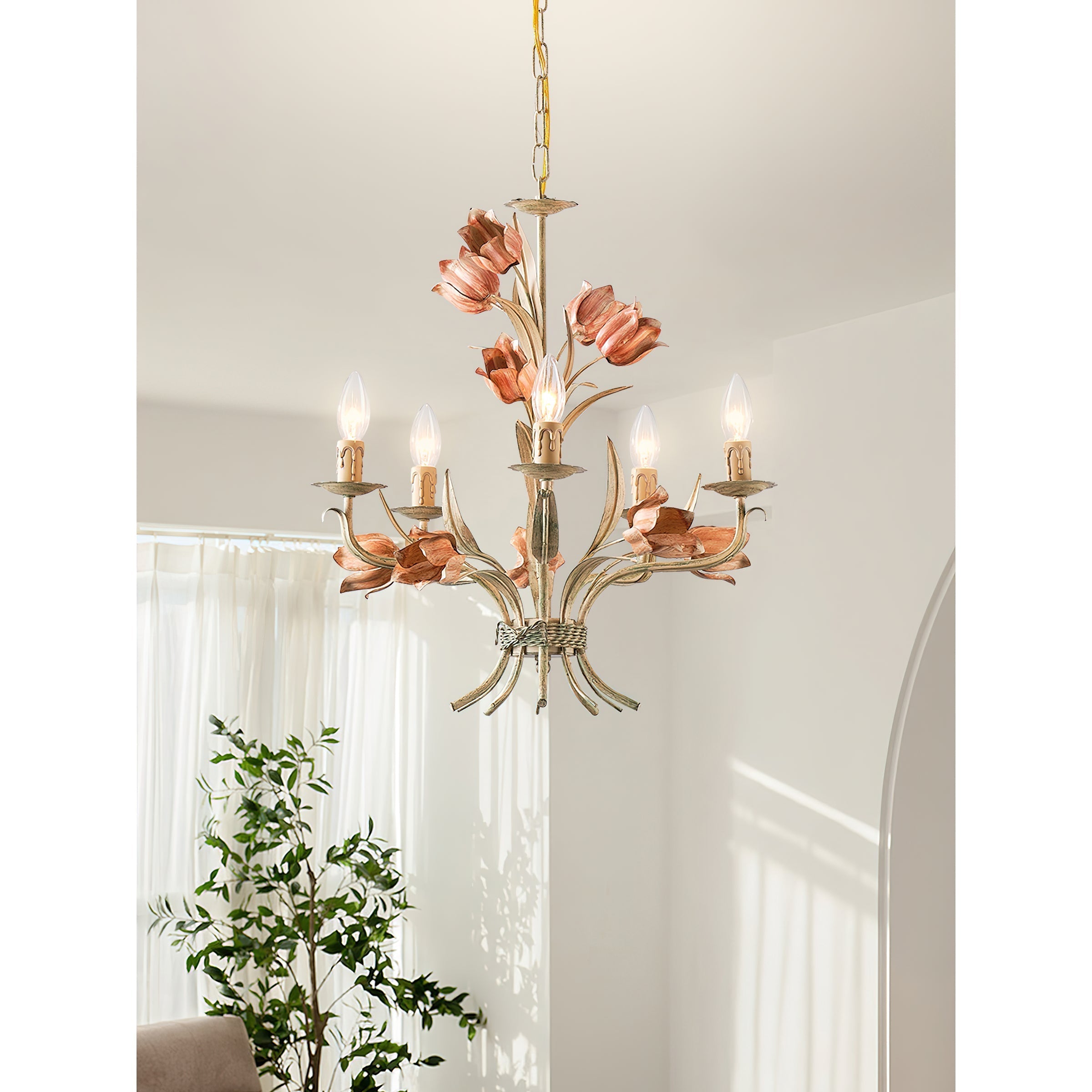 Cacaryra Classic Art Sage Rose Metal Chandelier - Lamp Copper