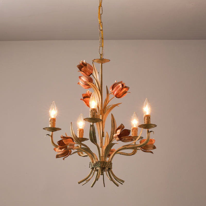 Cacaryra Classic Art Sage Rose Metal Chandelier - Lamp Copper