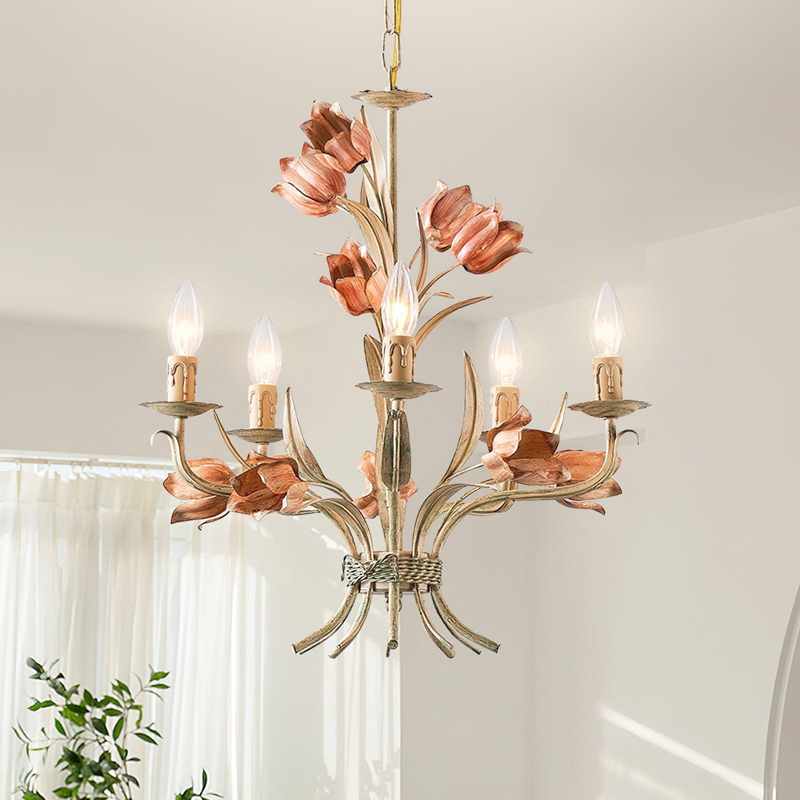 Cacaryra Classic Art Sage Rose Metal Chandelier - Lamp Copper