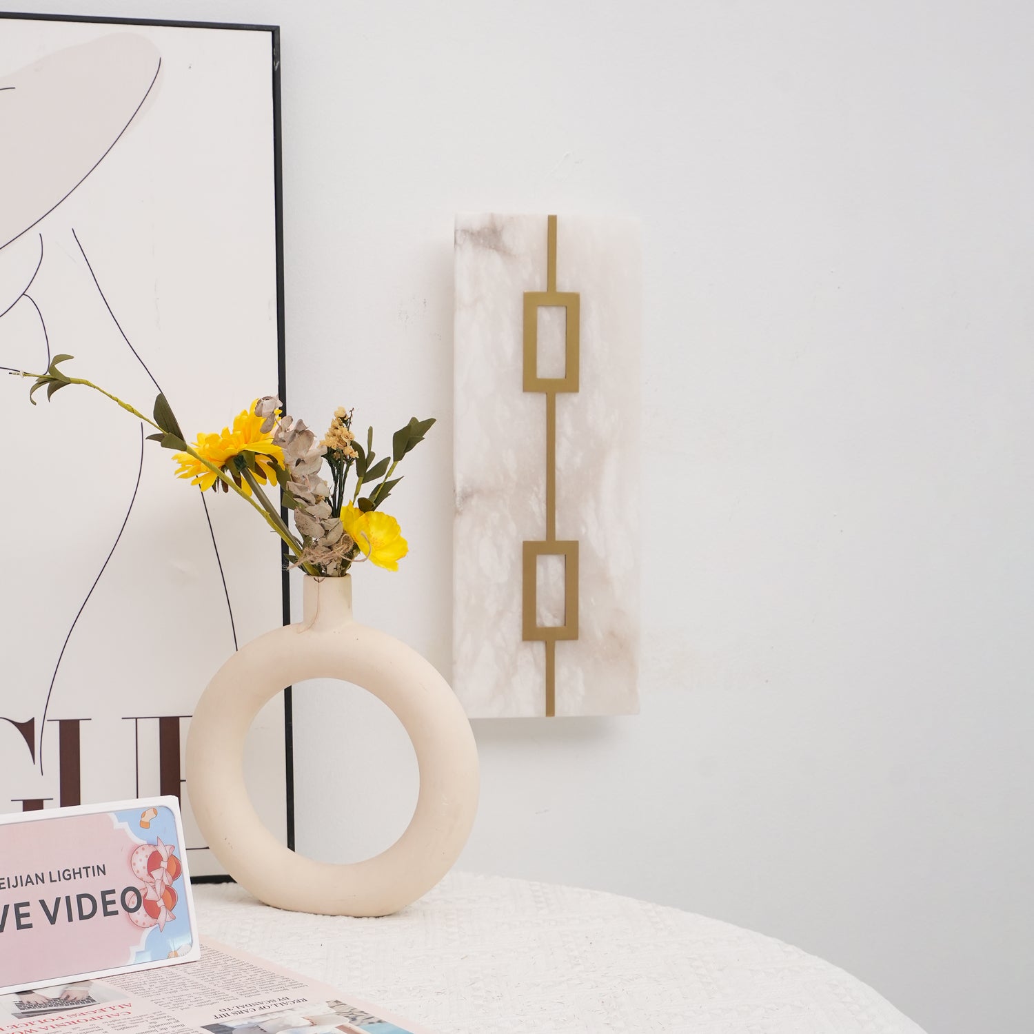Alvelor Geometric Alabaster Wall Light - Letslighting
