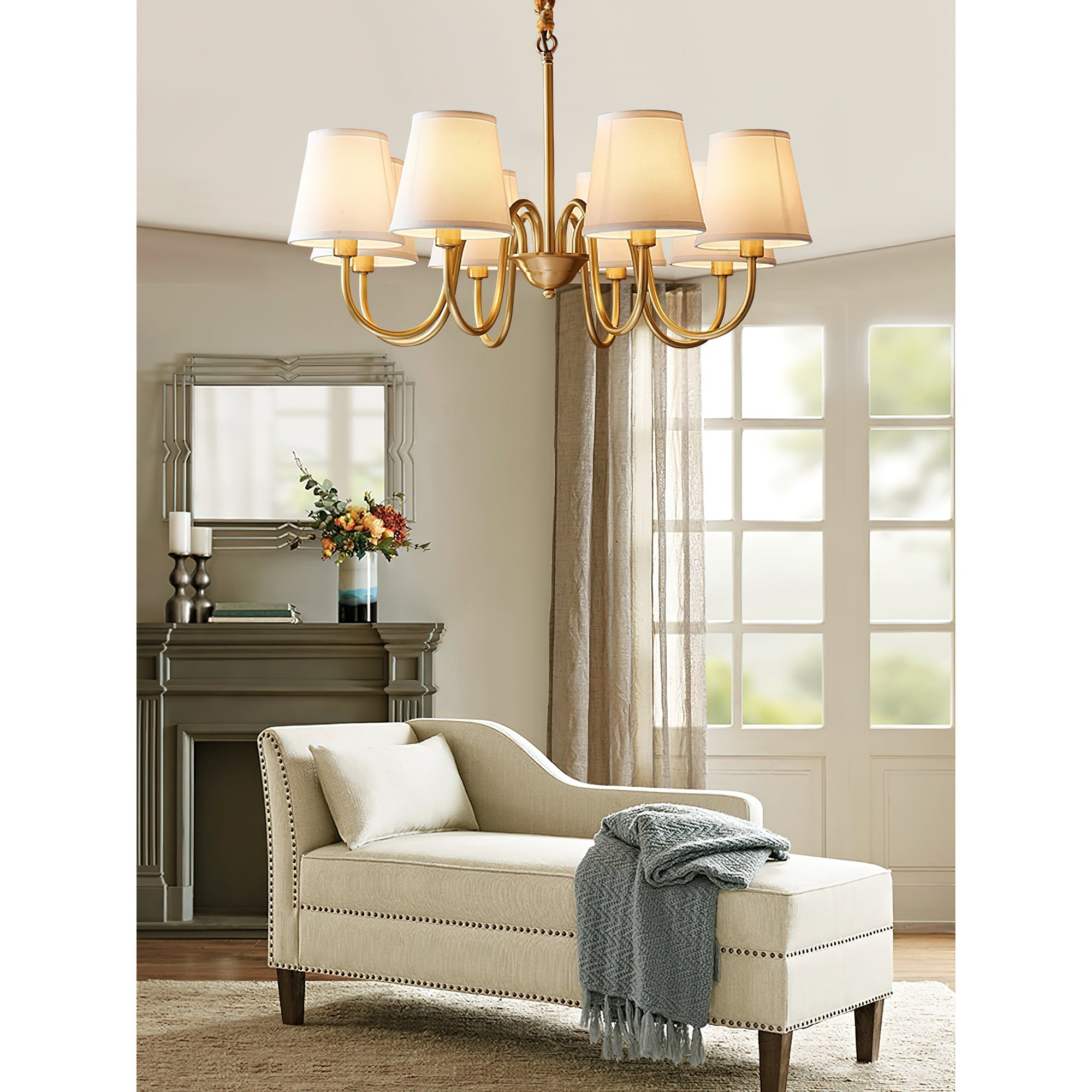 Aged Traditional Stacey Fabric Chandelier - Lamp Copper