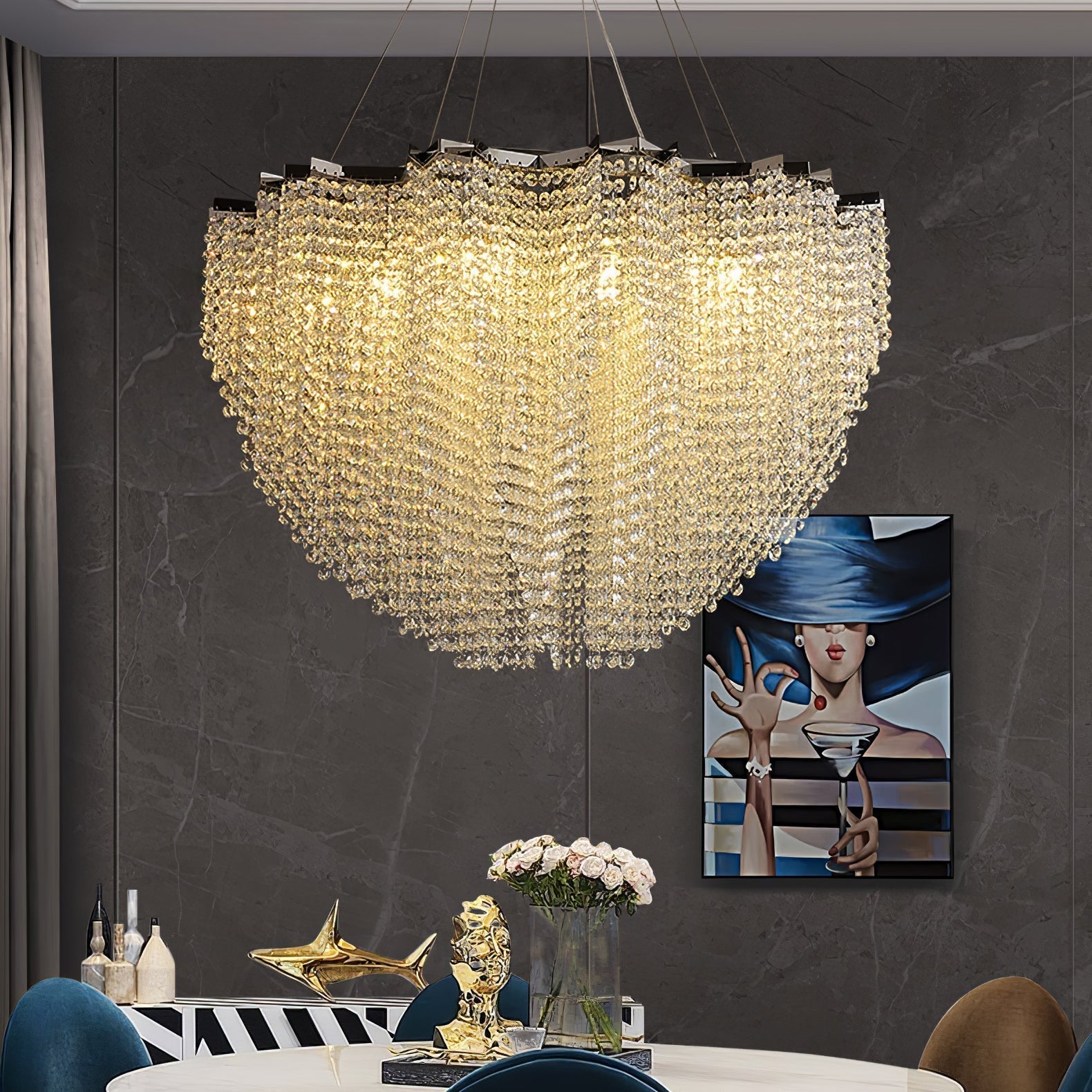 Zashayra Crystal Column Chandelier - Neutralighting