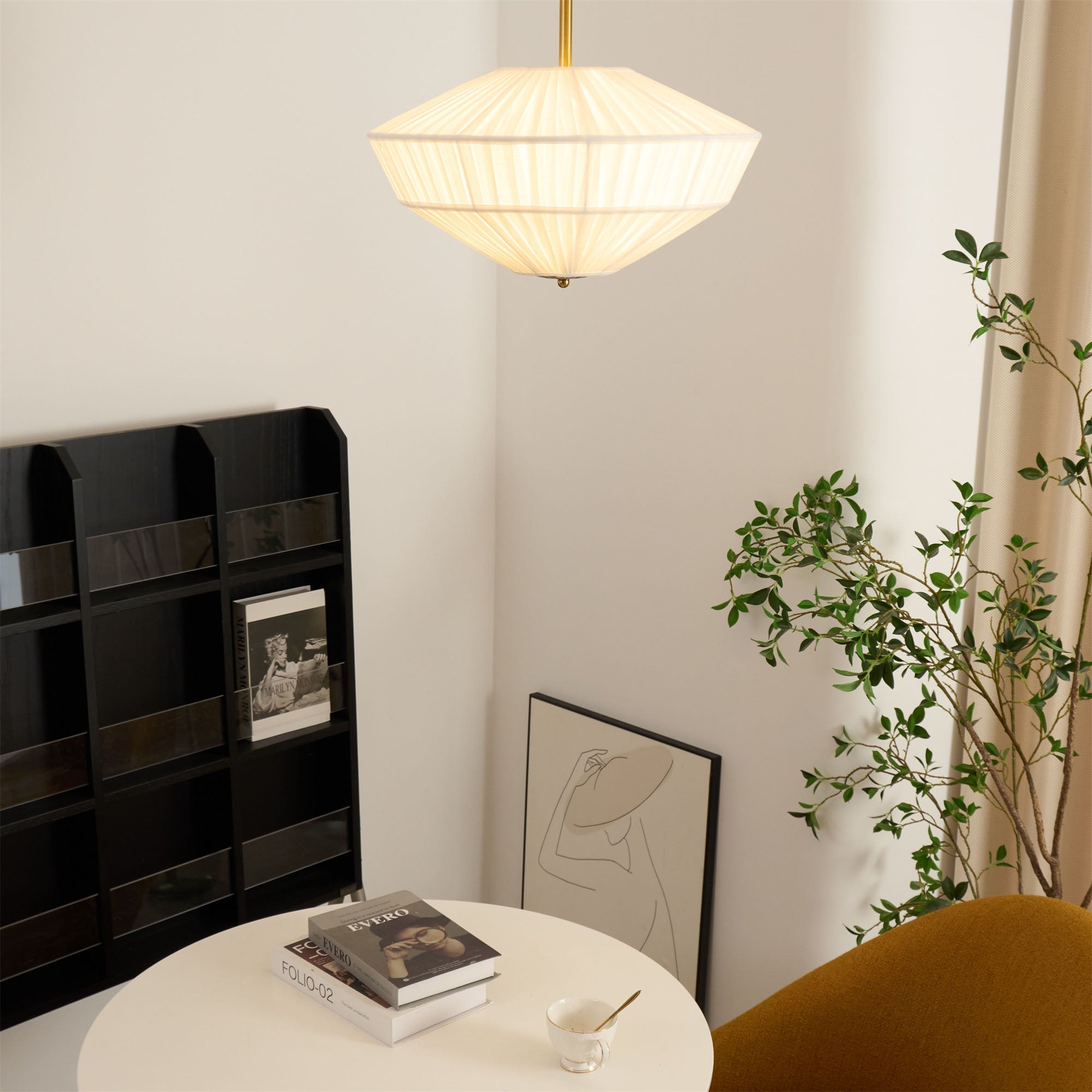 Casoreth Modern Minimalist Pleated Metal Fabric Ceiling Lamp - Lamp Copper