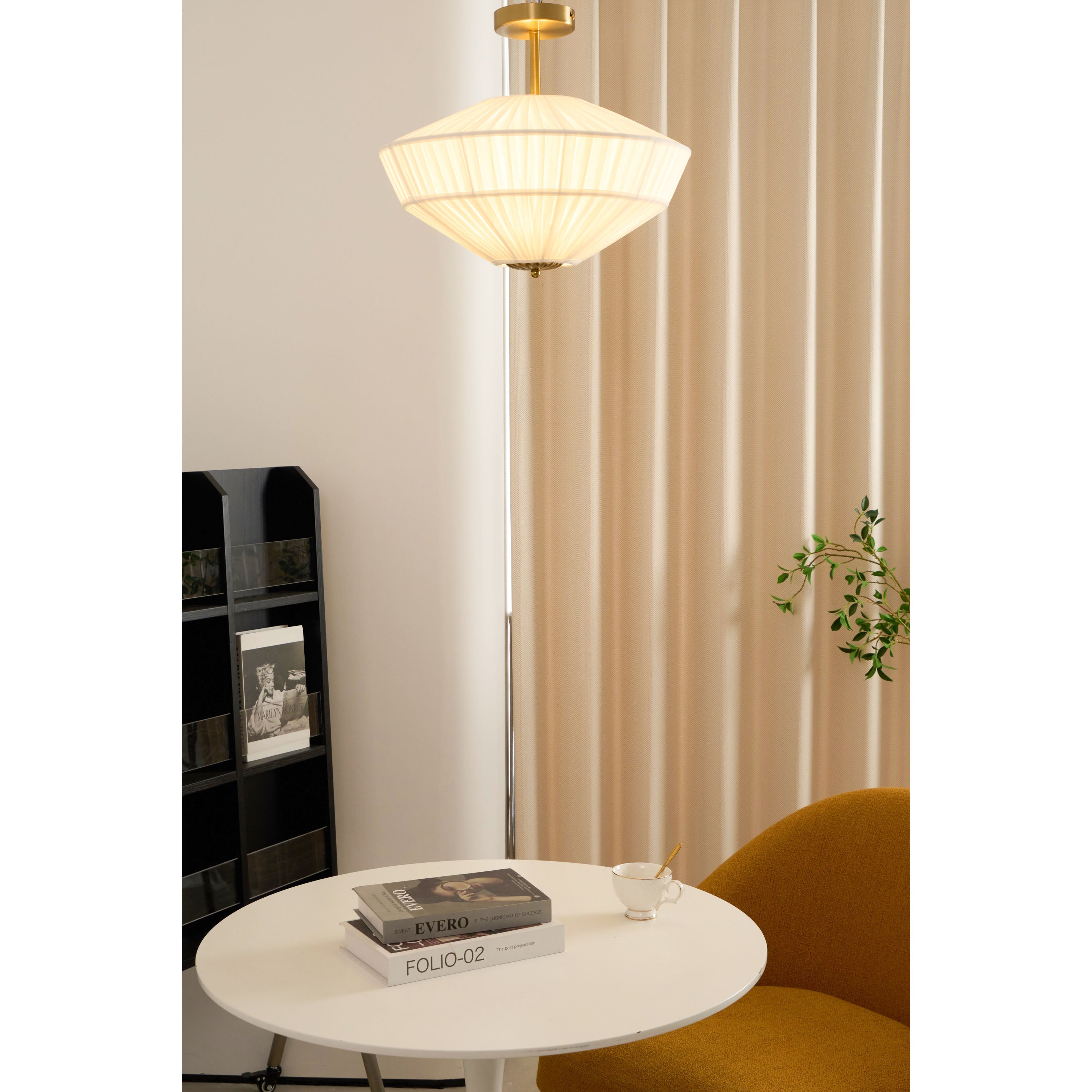 Casoreth Modern Minimalist Pleated Metal Fabric Ceiling Lamp - Lamp Copper