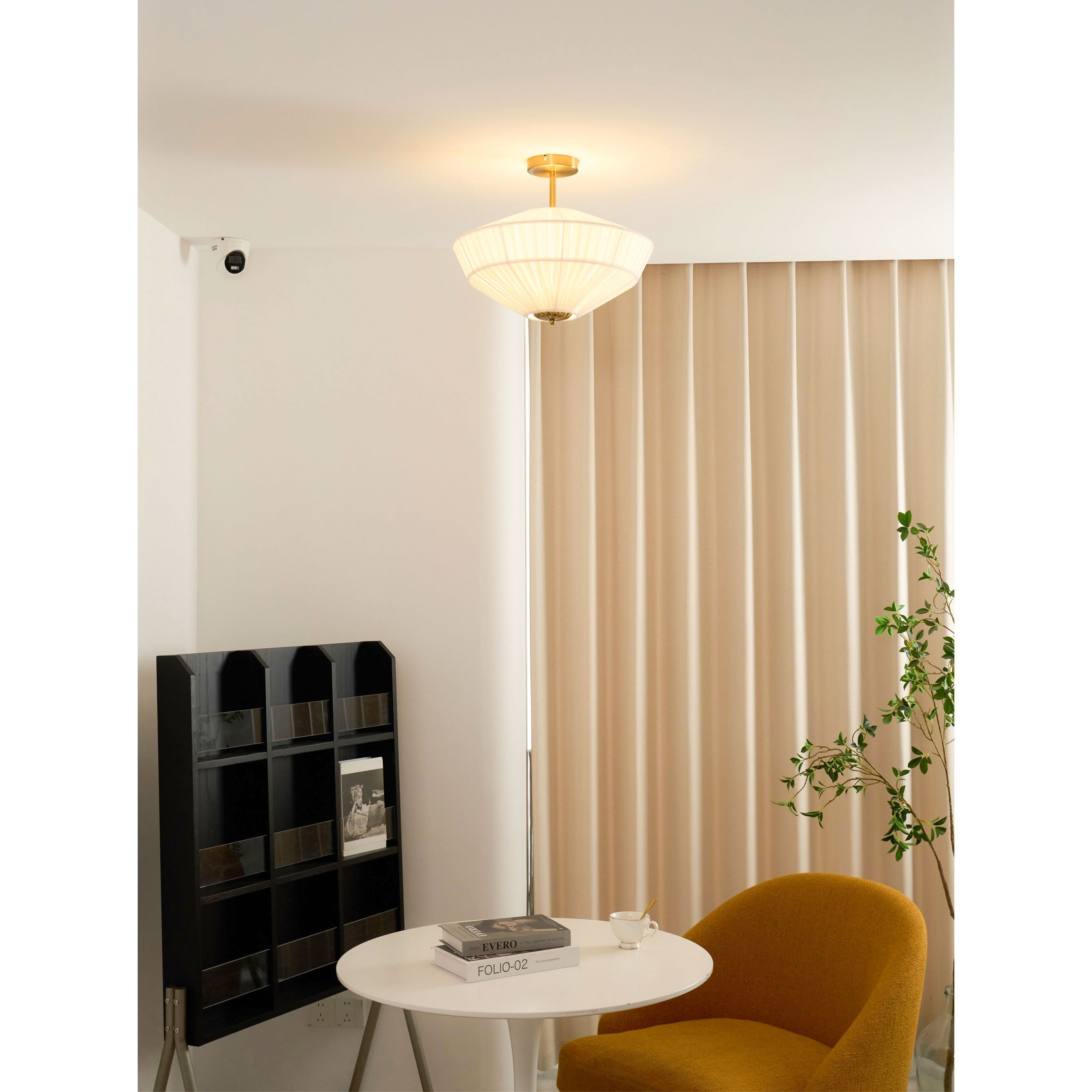 Casoreth Modern Minimalist Pleated Metal Fabric Ceiling Lamp - Lamp Copper