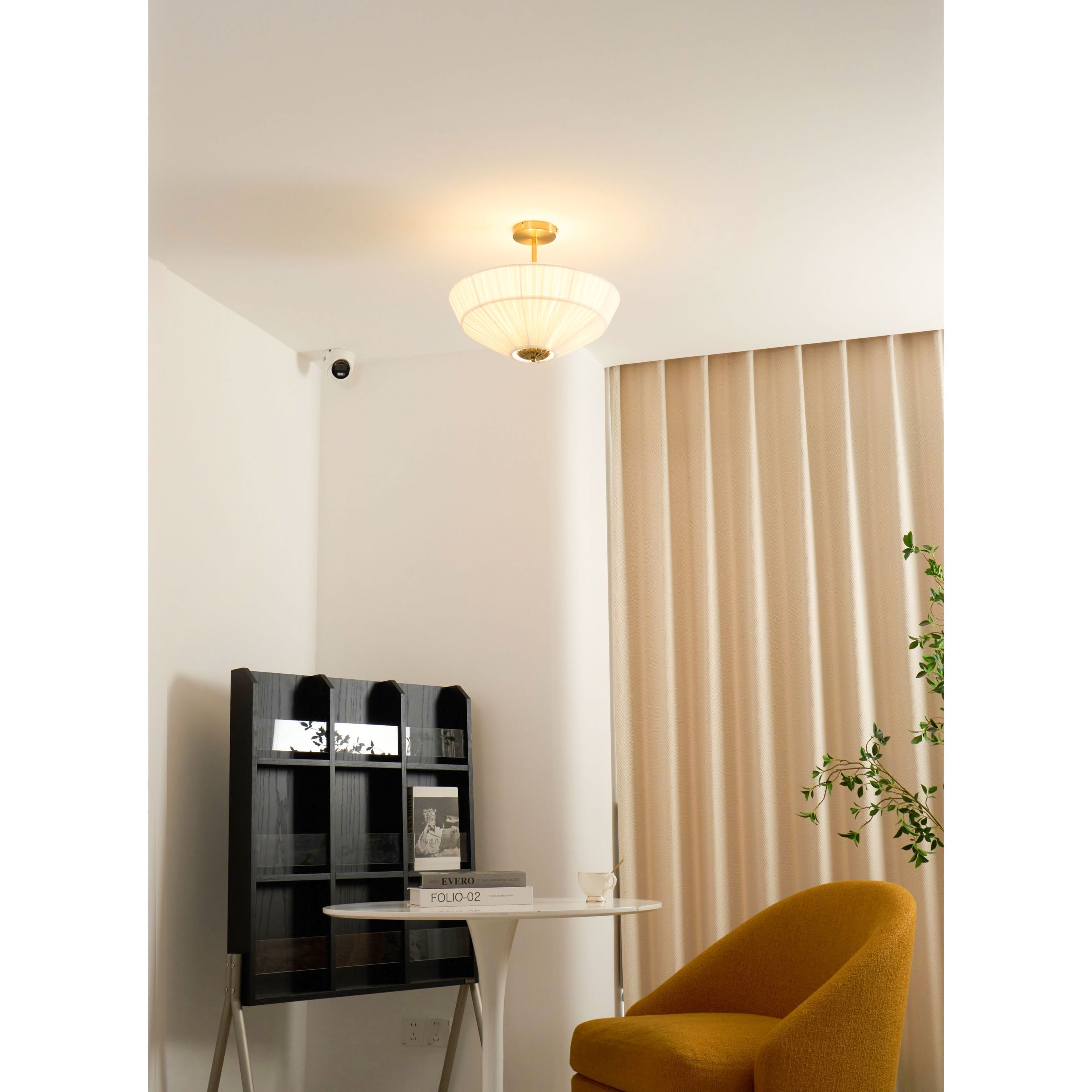 Casoreth Modern Minimalist Pleated Metal Fabric Ceiling Lamp - Lamp Copper
