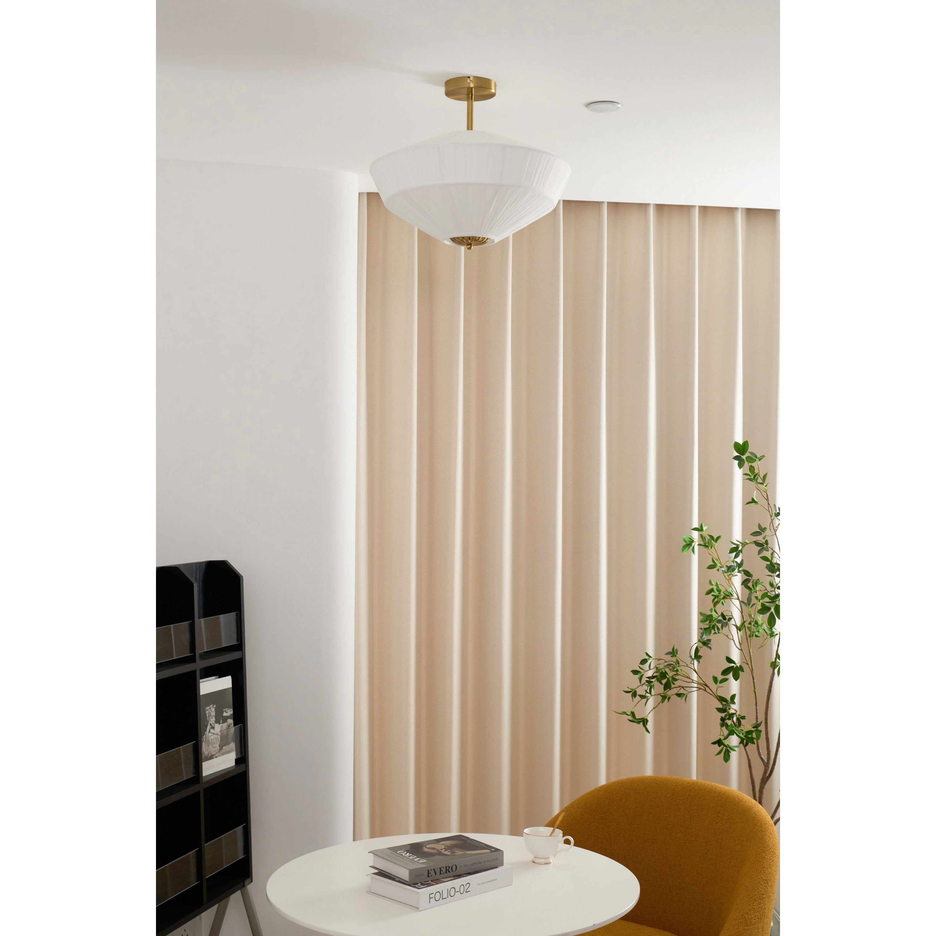 Casoreth Modern Minimalist Pleated Metal Fabric Ceiling Lamp - Lamp Copper