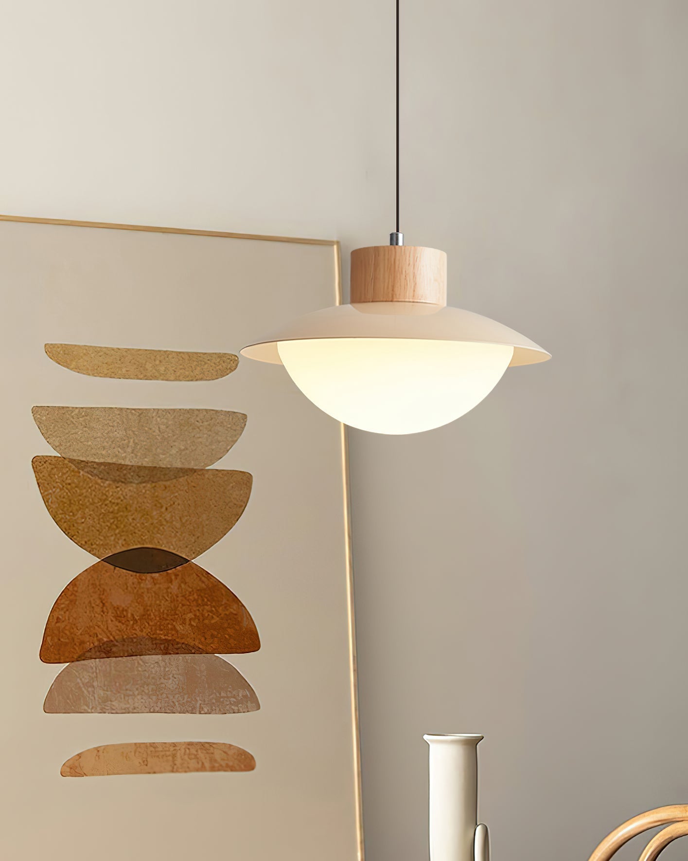 Pendant Lamp and Wood PE Shade Dome Shape Minimalist - Letslighting