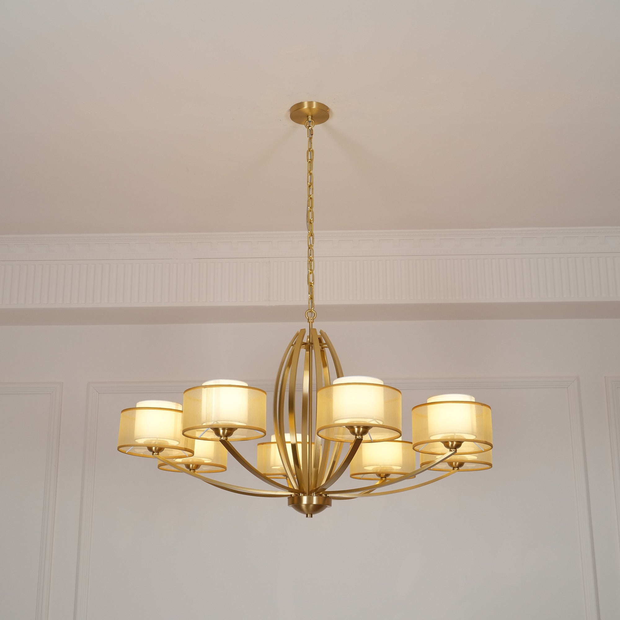 Lyvelus Postmodern Luxury Brass Fabric Chandelier - Lamp Copper