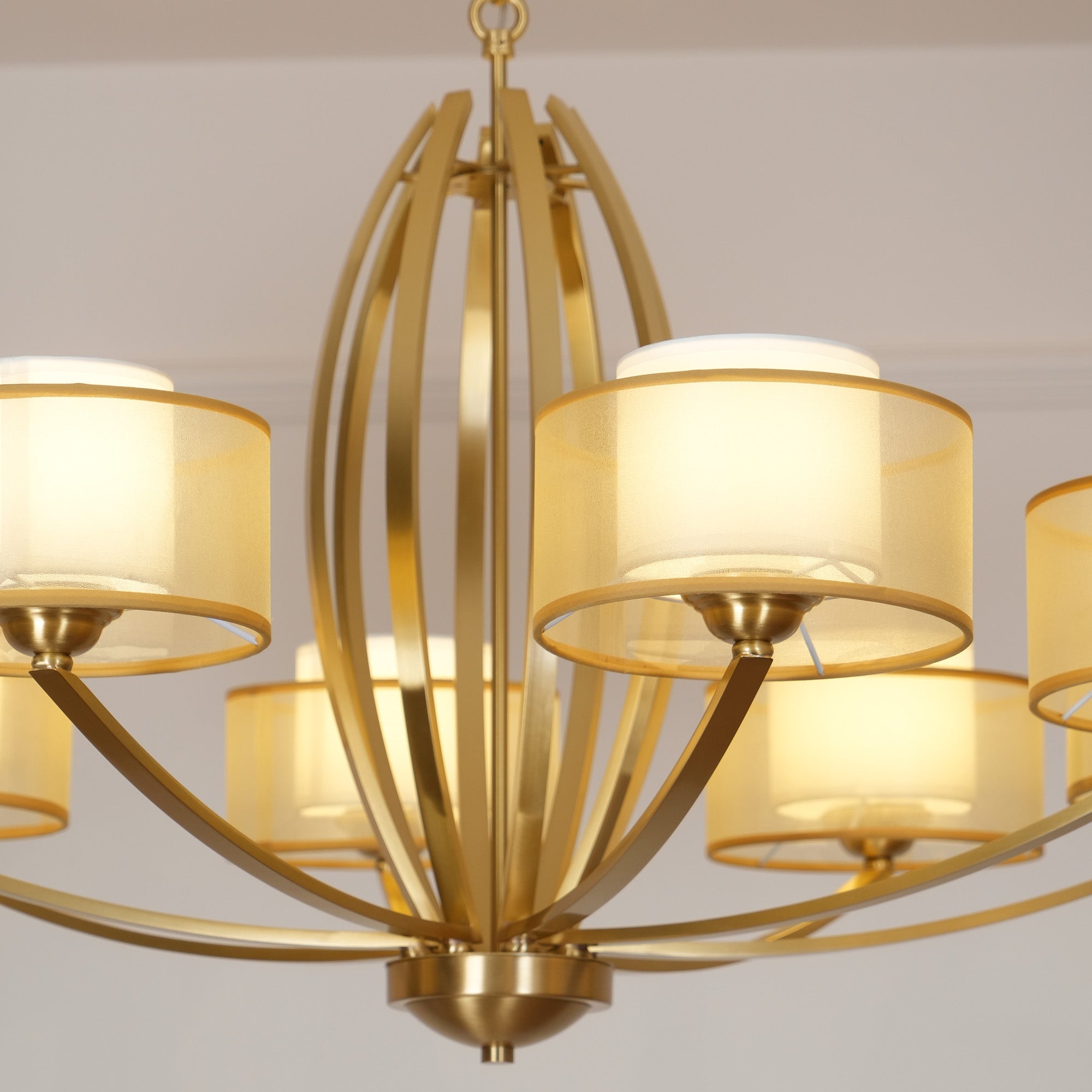 Lyvelus Postmodern Luxury Brass Fabric Chandelier - Lamp Copper
