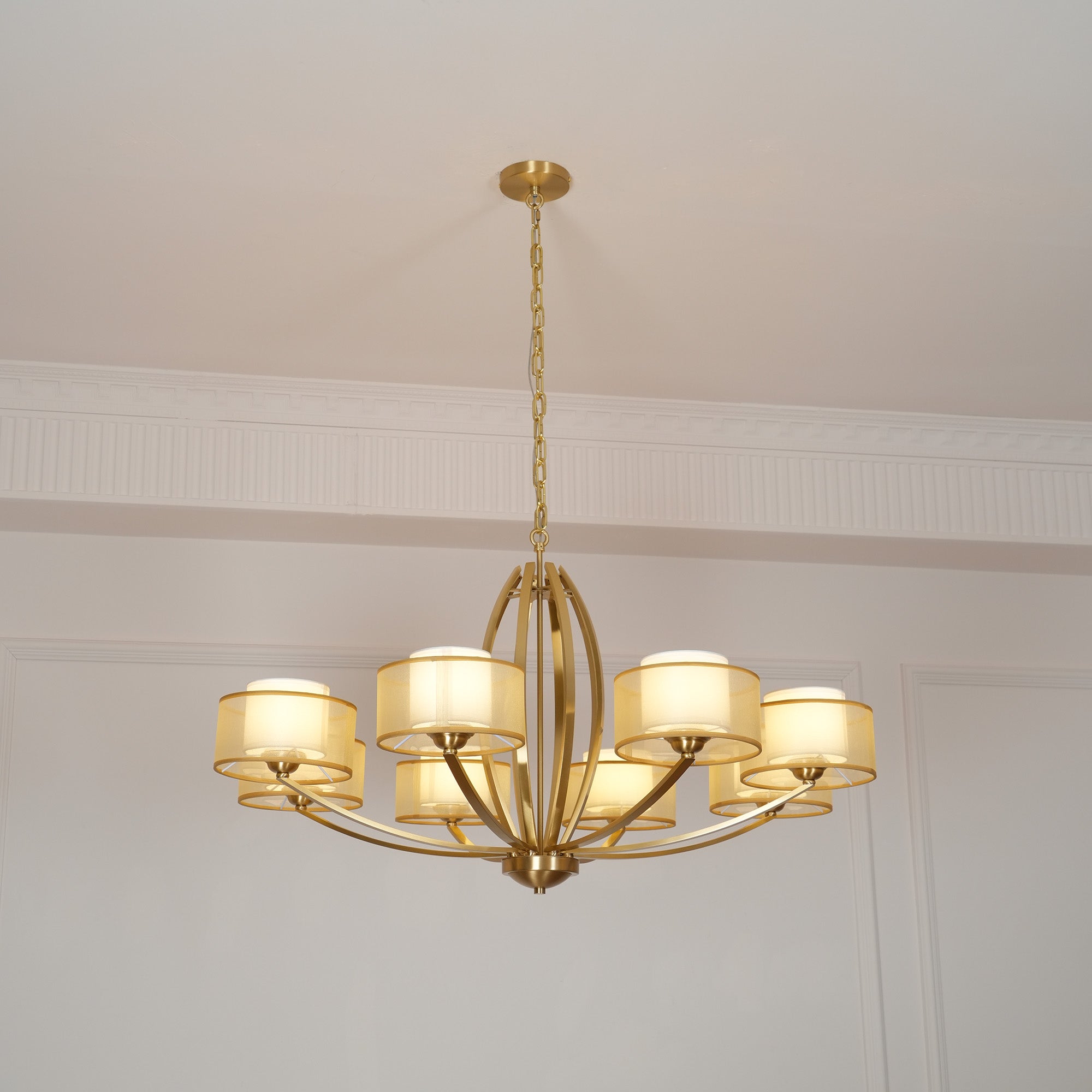 Lyvelus Postmodern Luxury Brass Fabric Chandelier - Lamp Copper