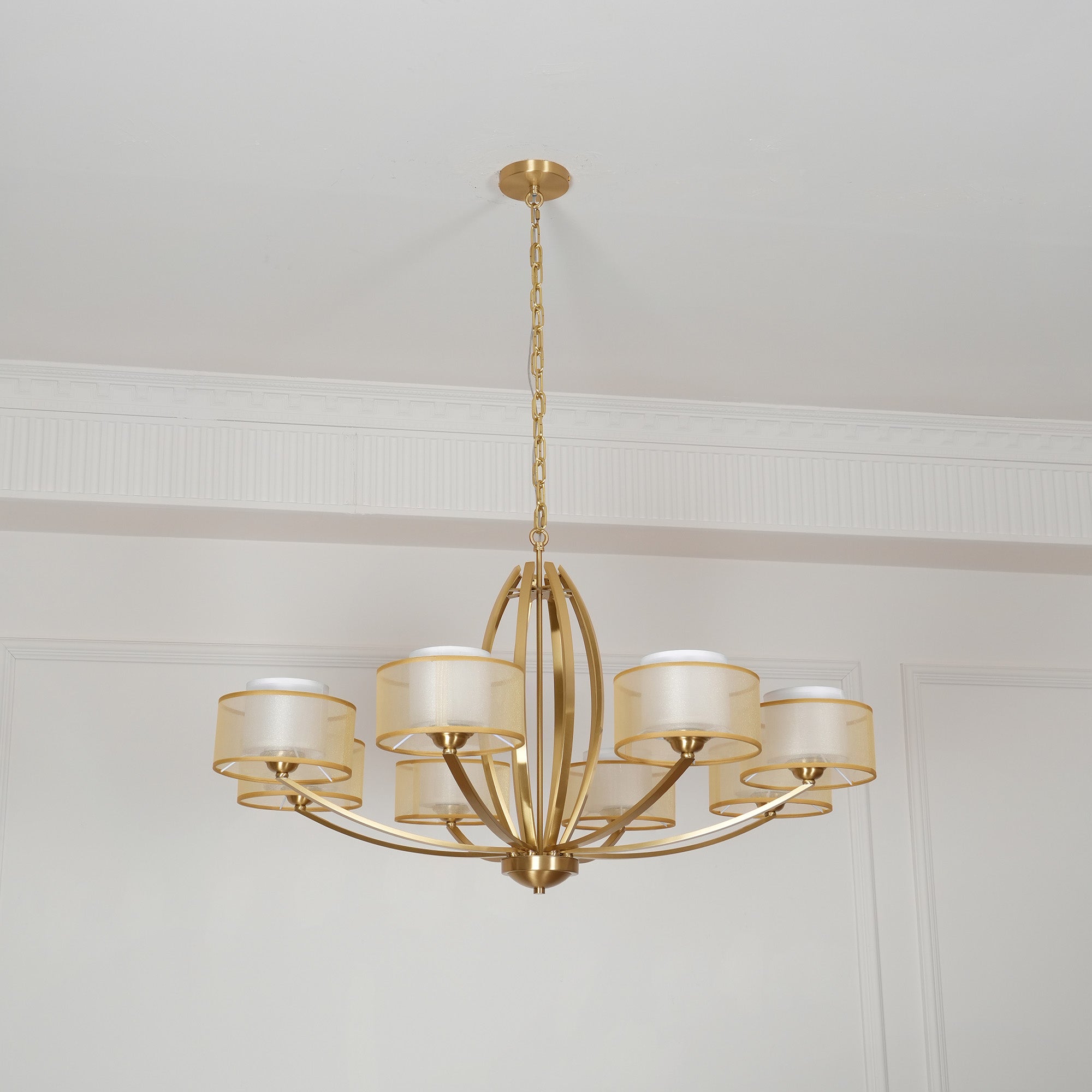 Lyvelus Postmodern Luxury Brass Fabric Chandelier - Lamp Copper
