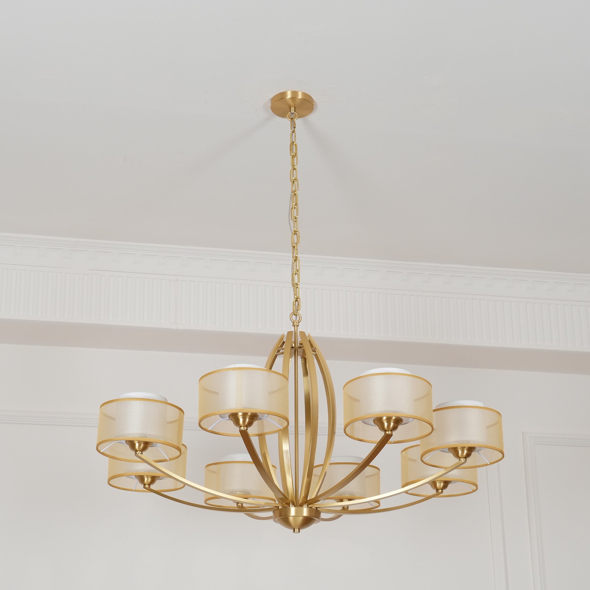 Lyvelus Postmodern Luxury Brass Fabric Chandelier - Lamp Copper