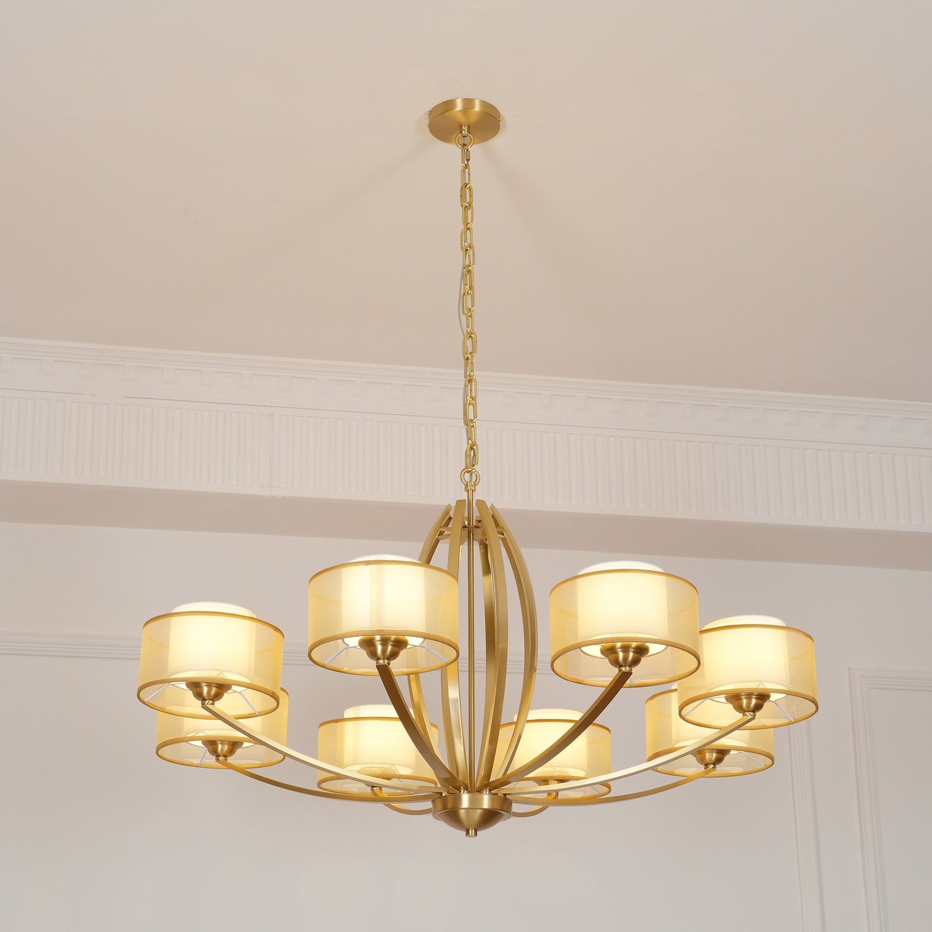 Lyvelus Postmodern Luxury Brass Fabric Chandelier - Lamp Copper