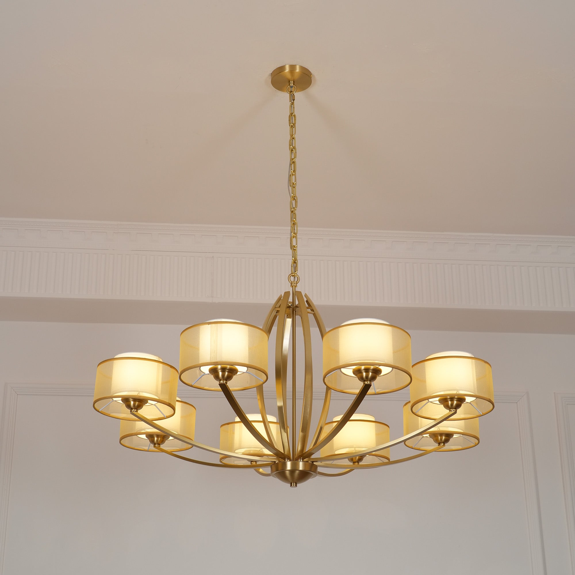 Lyvelus Postmodern Luxury Brass Fabric Chandelier - Lamp Copper