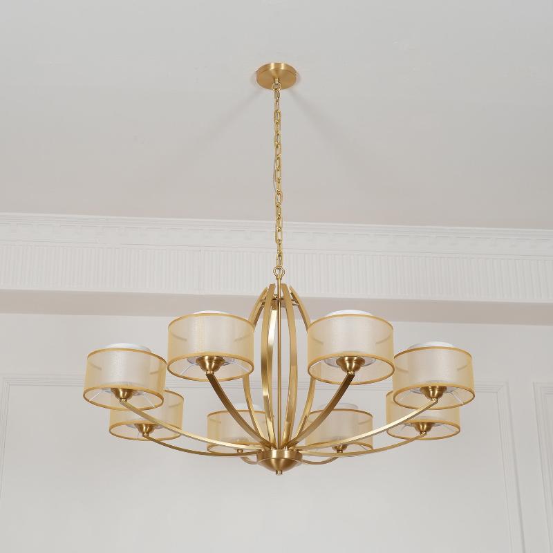 Lyvelus Postmodern Luxury Brass Fabric Chandelier - Lamp Copper