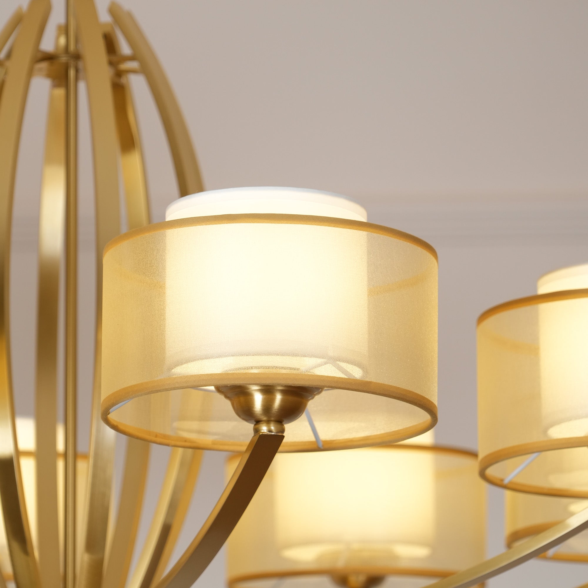 Lyvelus Postmodern Luxury Brass Fabric Chandelier - Lamp Copper