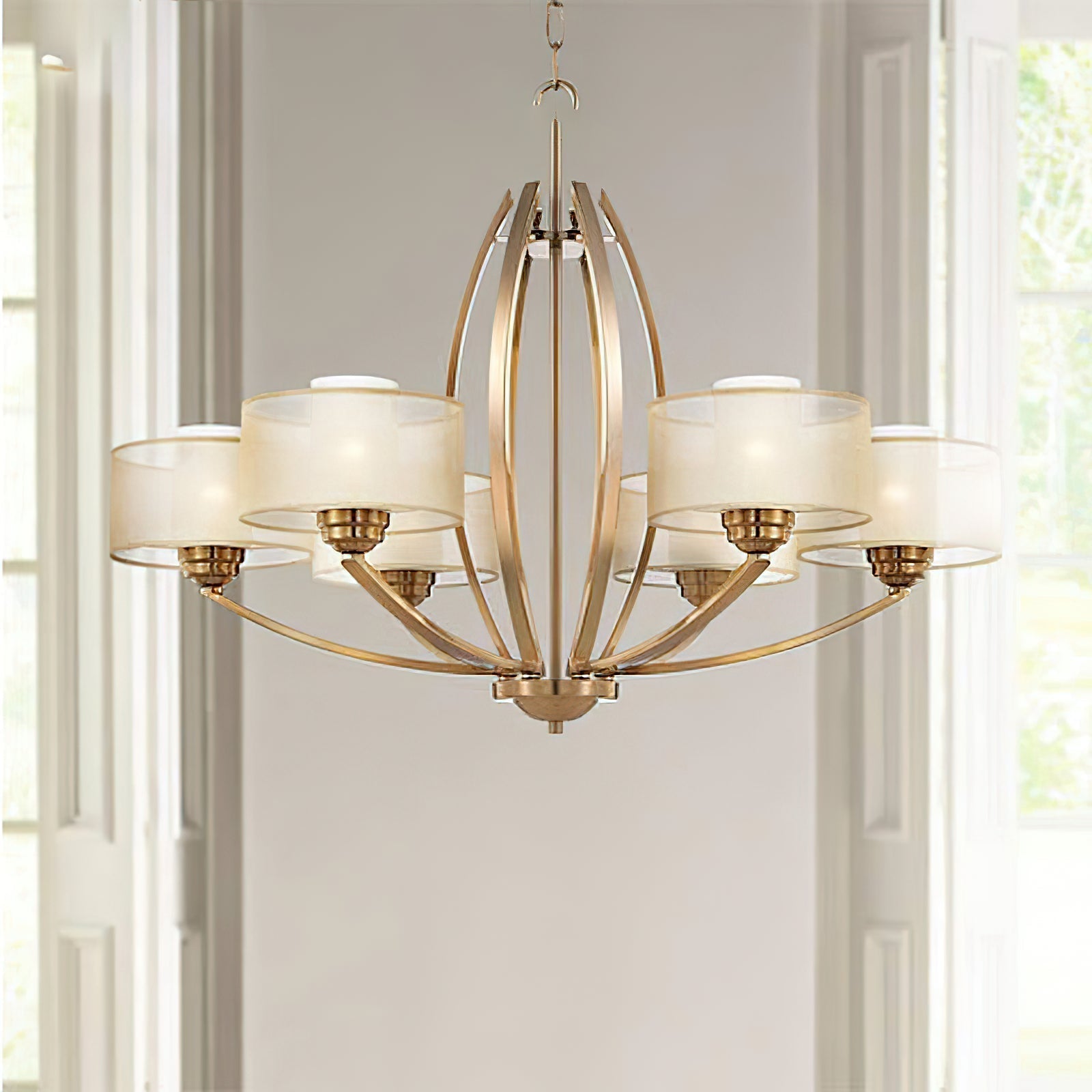 Lyvelus Postmodern Luxury Brass Fabric Chandelier - Lamp Copper