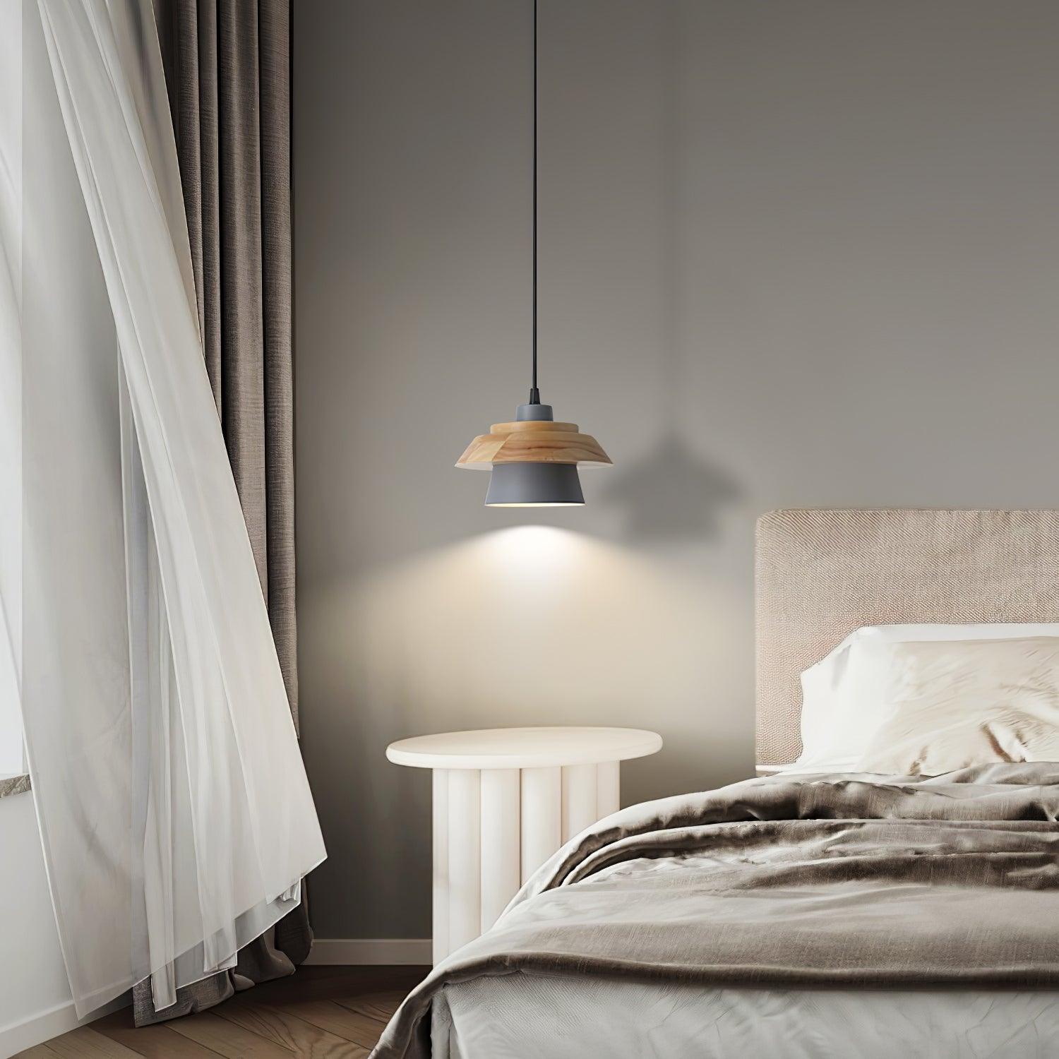Arisha Dôme Moderne LED Suspension Métal Bois Noir Blanc Gris Salon Chambre à Coucher - Neutralighting