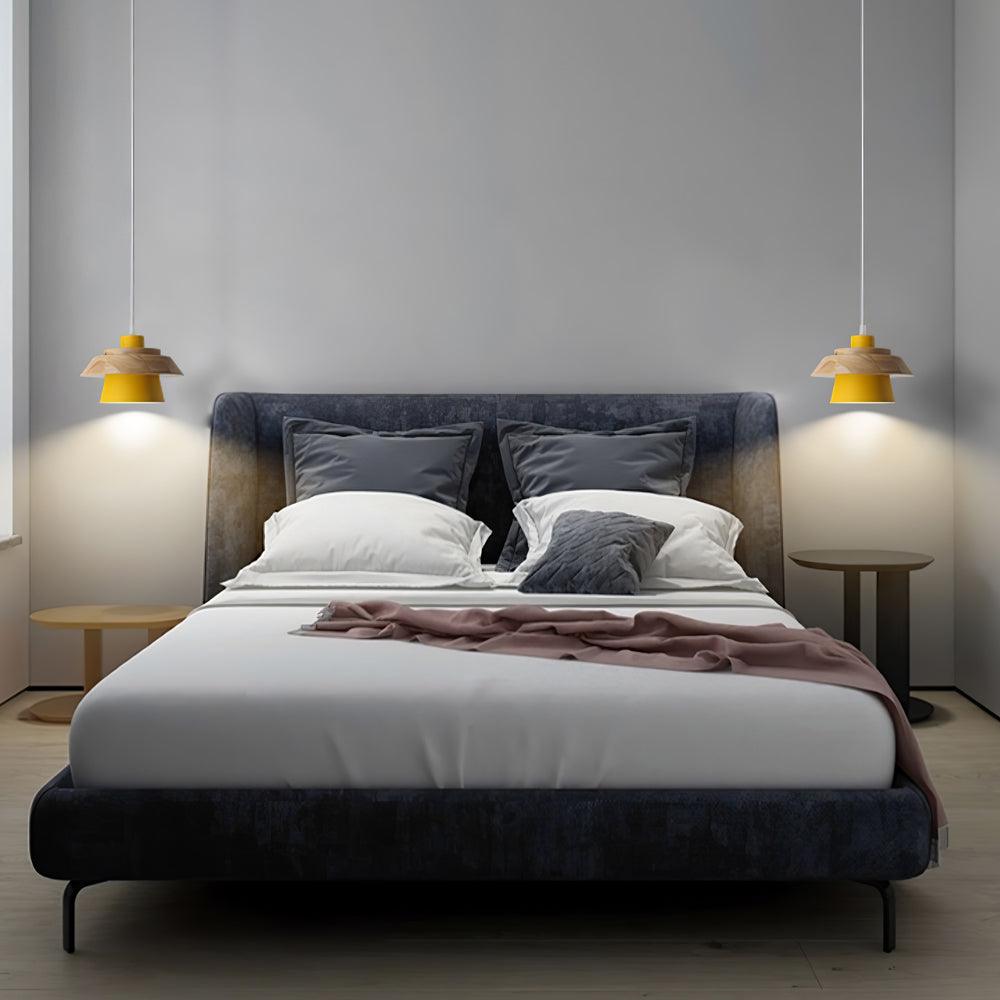 Arisha Dôme Moderne LED Suspension Métal Bois Noir Blanc Gris Salon Chambre à Coucher - Neutralighting