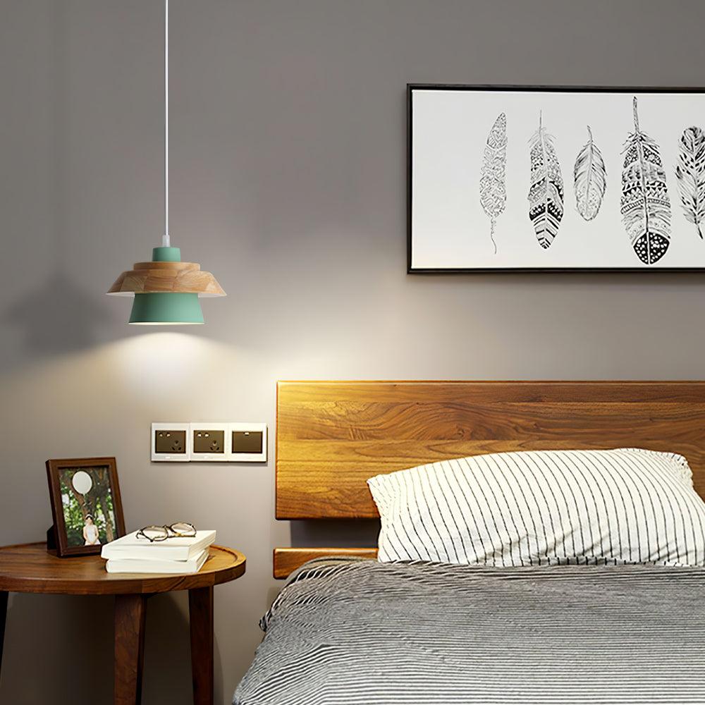 Arisha Dôme Moderne LED Suspension Métal Bois Noir Blanc Gris Salon Chambre à Coucher - Neutralighting