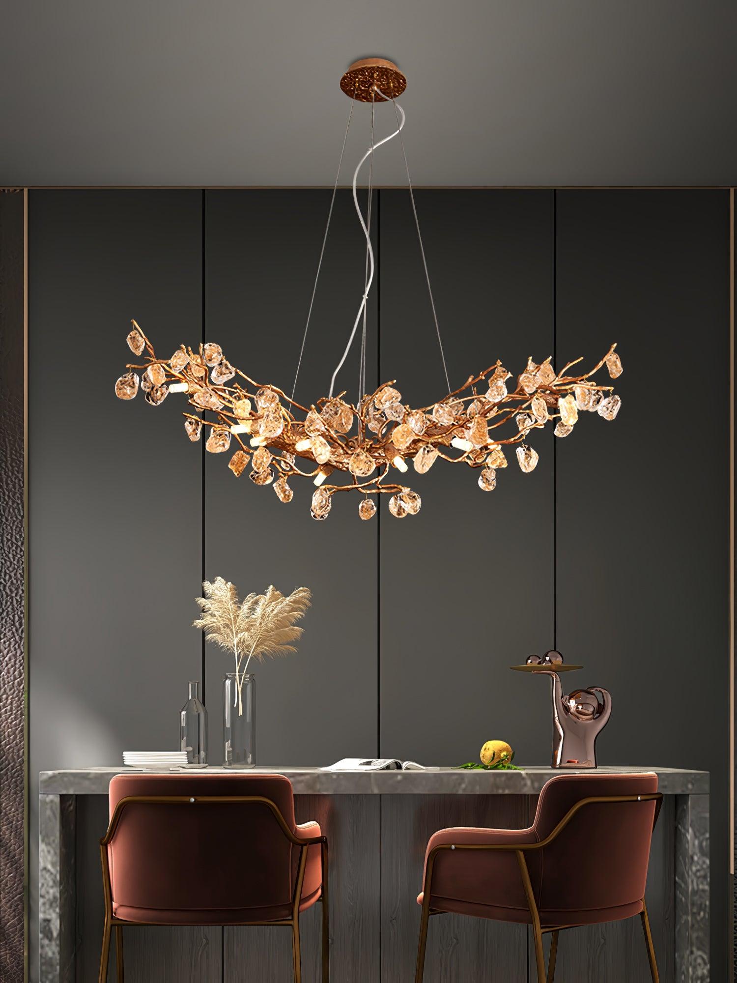 Arborea Brass Branch Crystal Chandelier - Blowlighting