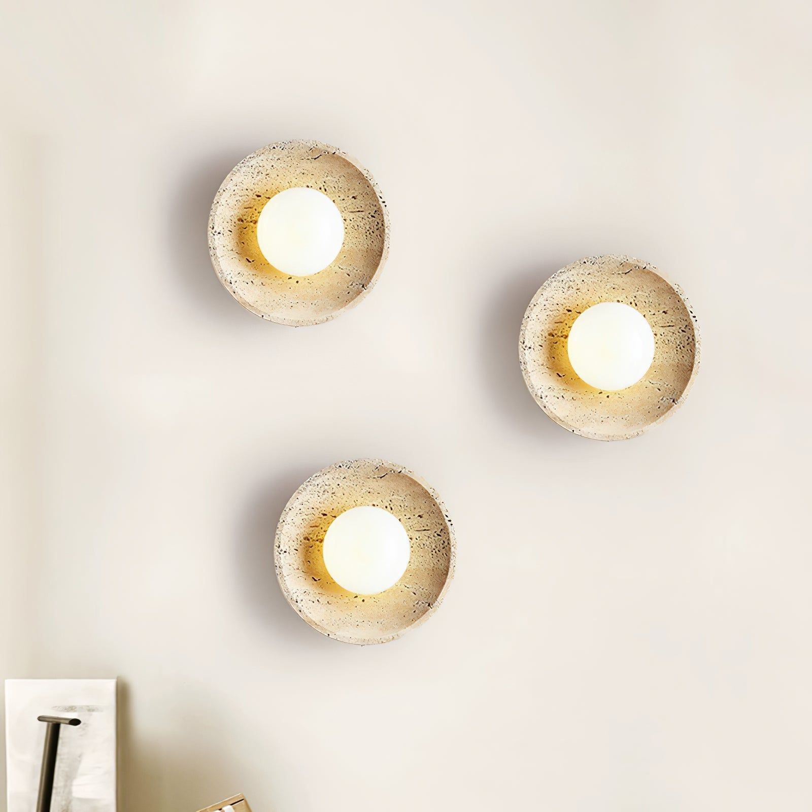 Cocarila Ring Shade Travertine Wall Light - Neutralighting